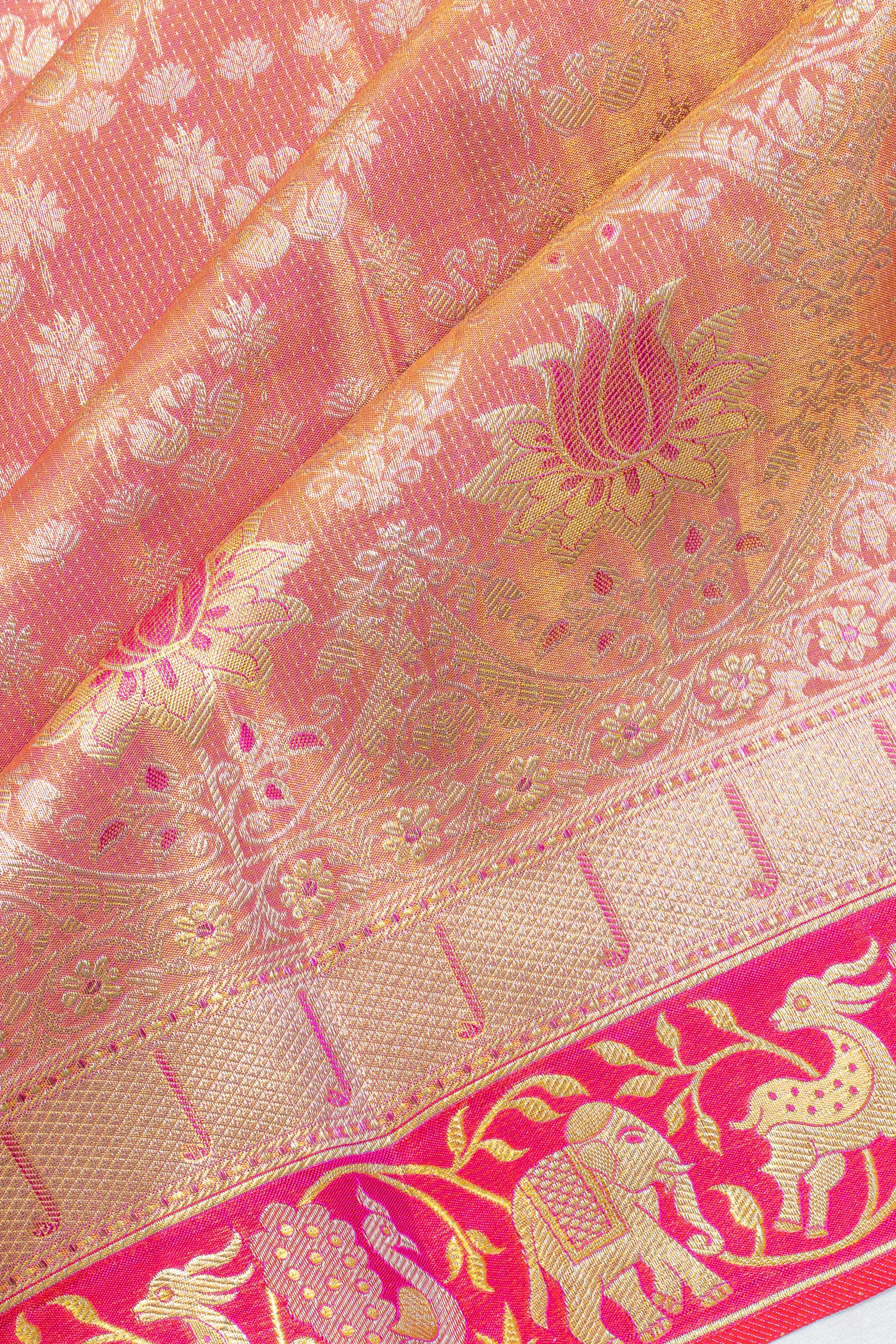Taranga Kanchi Silk Tissue Brocade Pink Saree