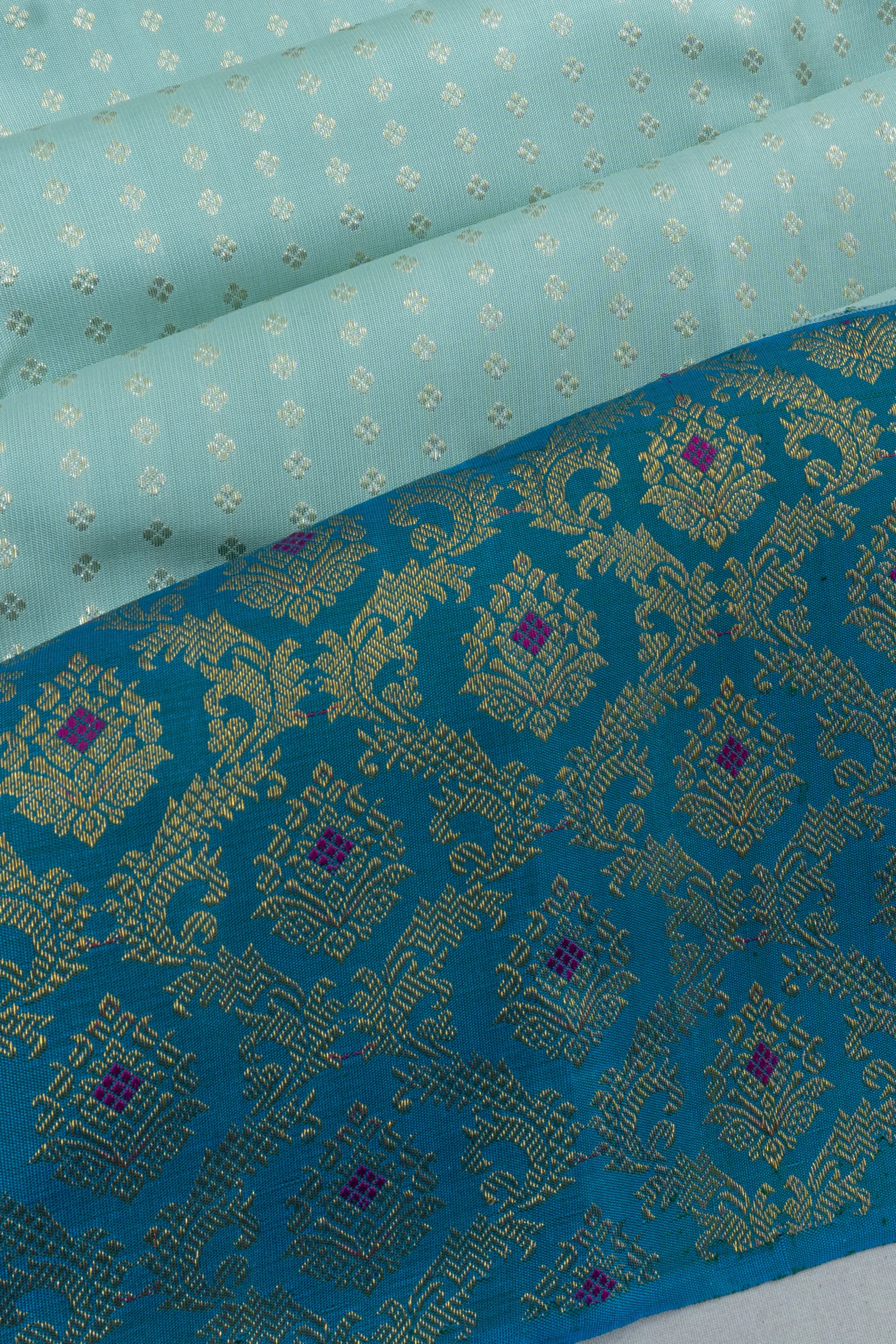 Kanchipuram Silk Brocade Pastel Blue Saree