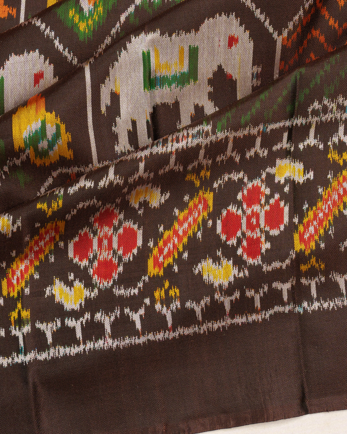 Pochampally Silk Ikat Brown Saree