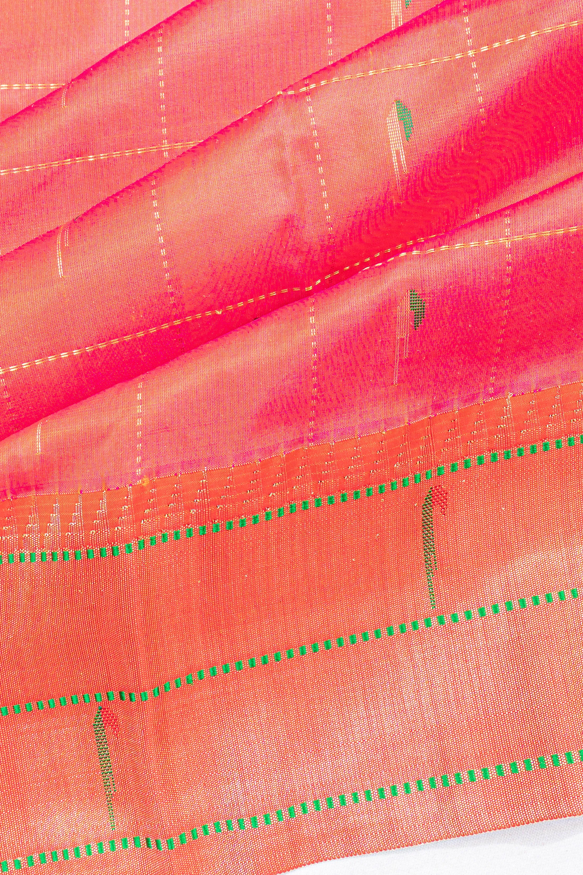Muniya Silk Checks And Butta Pink Saree