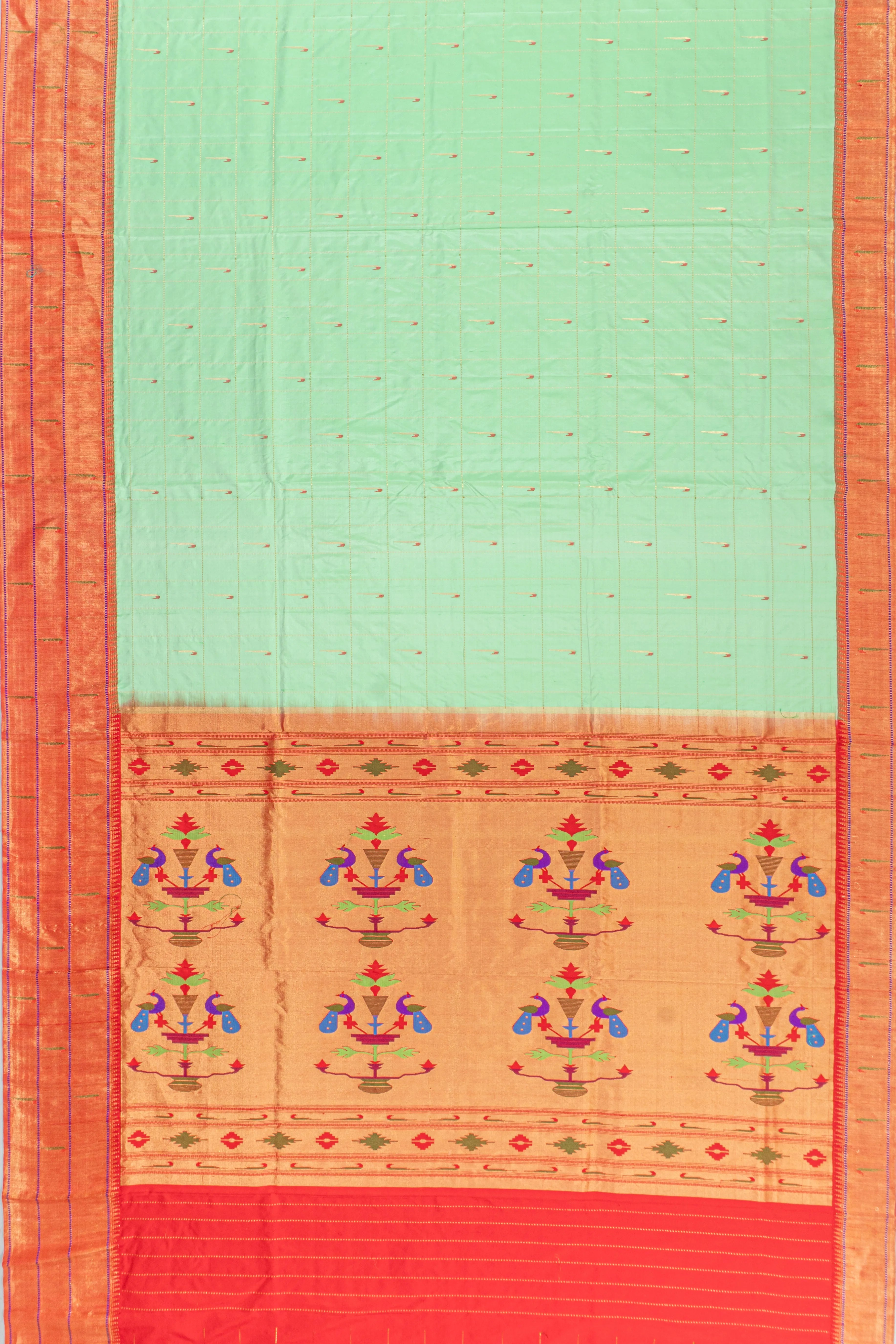 Muniya Silk Checks And Butta Pastel Blue Saree