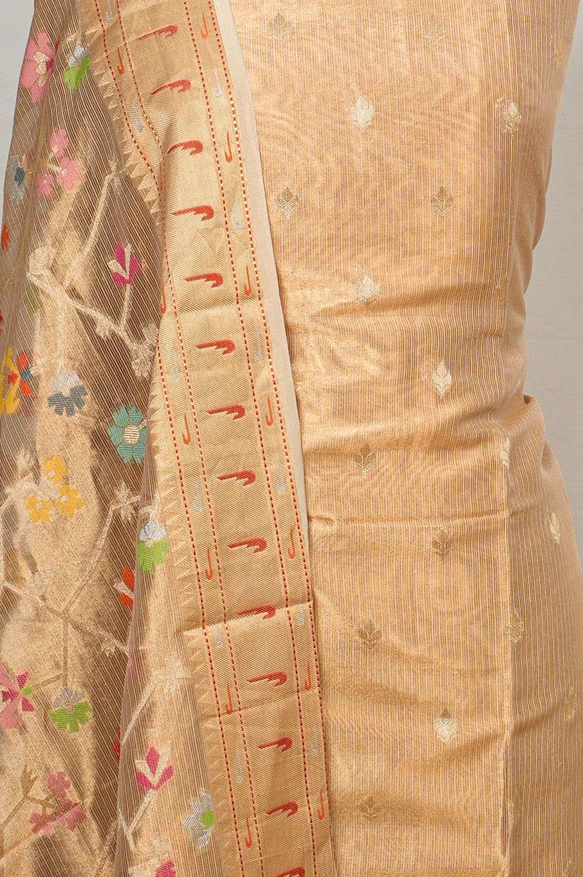 Banarasi Kora Organza Tissue Lines And Butta Gold Salwar Suit Set