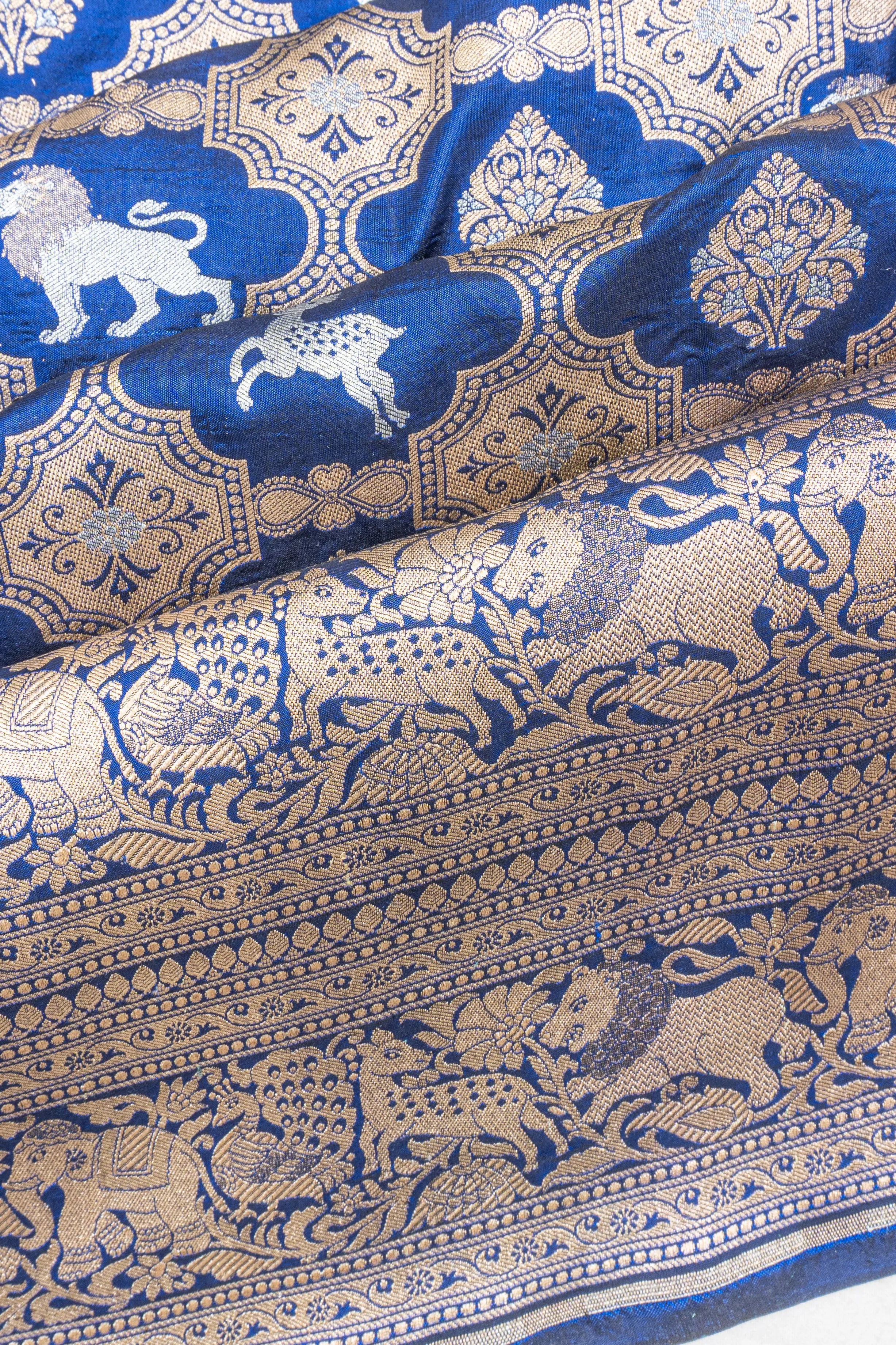 Banarasi Silk Brocade Royal Blue Saree