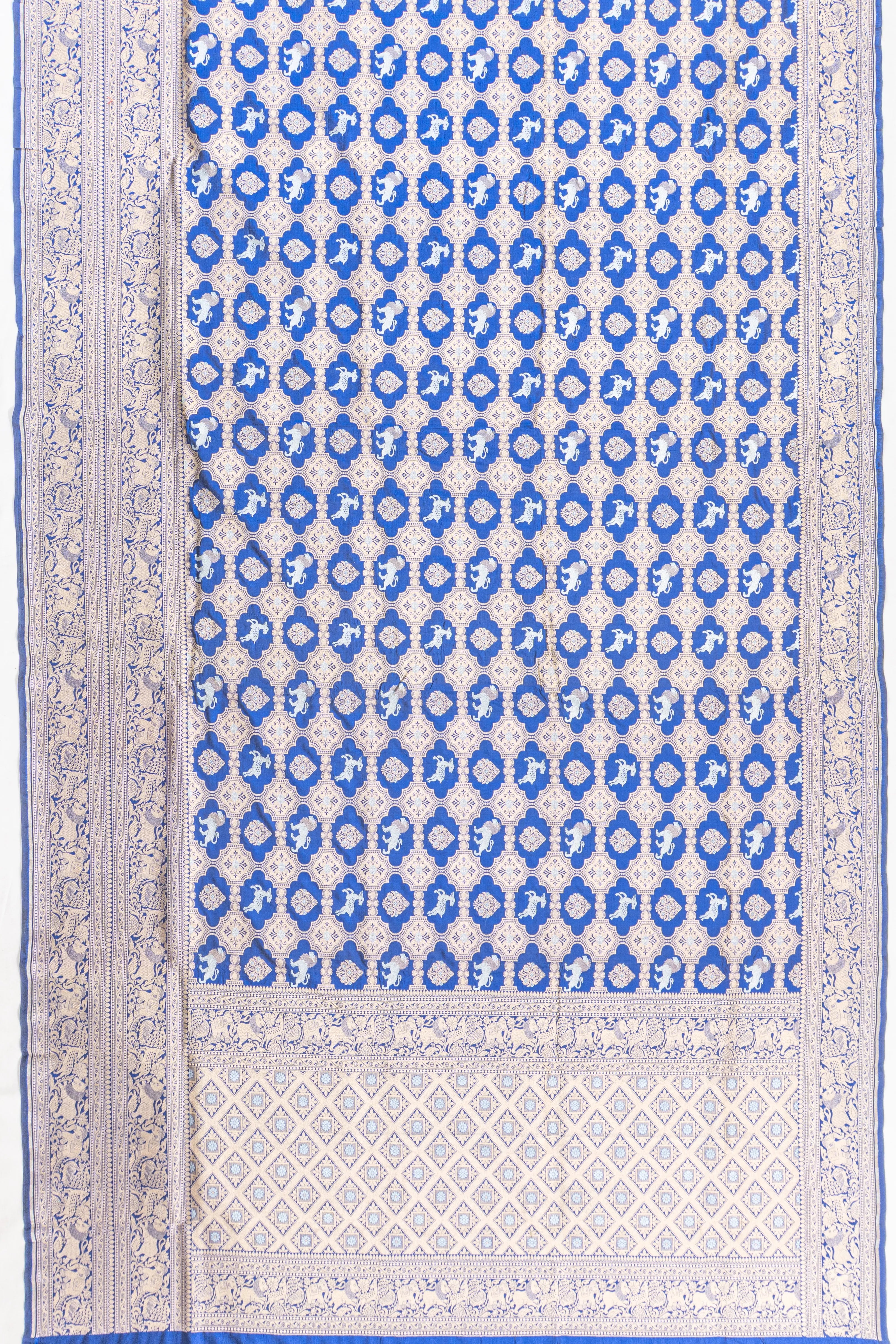 Banarasi Silk Brocade Royal Blue Saree