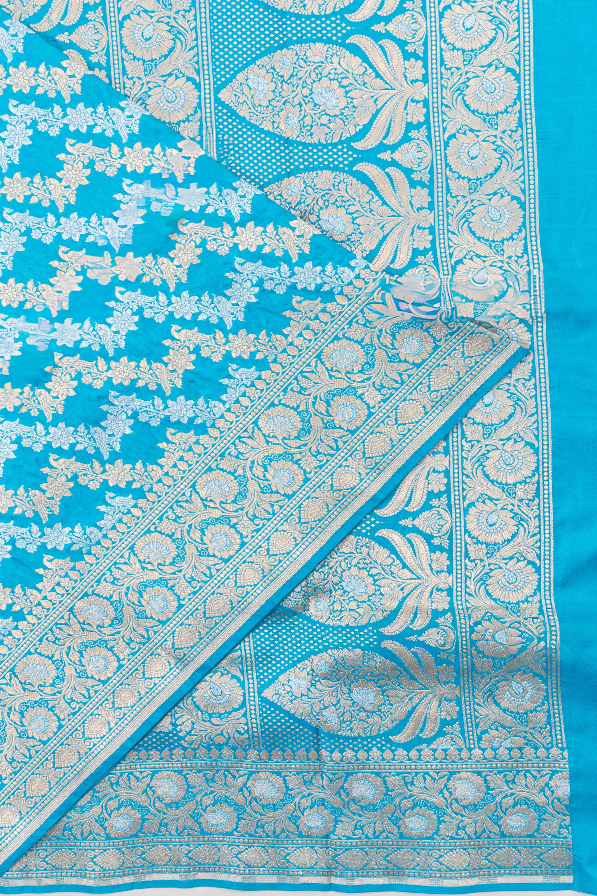 Banarasi Silk Jaal Blue Saree