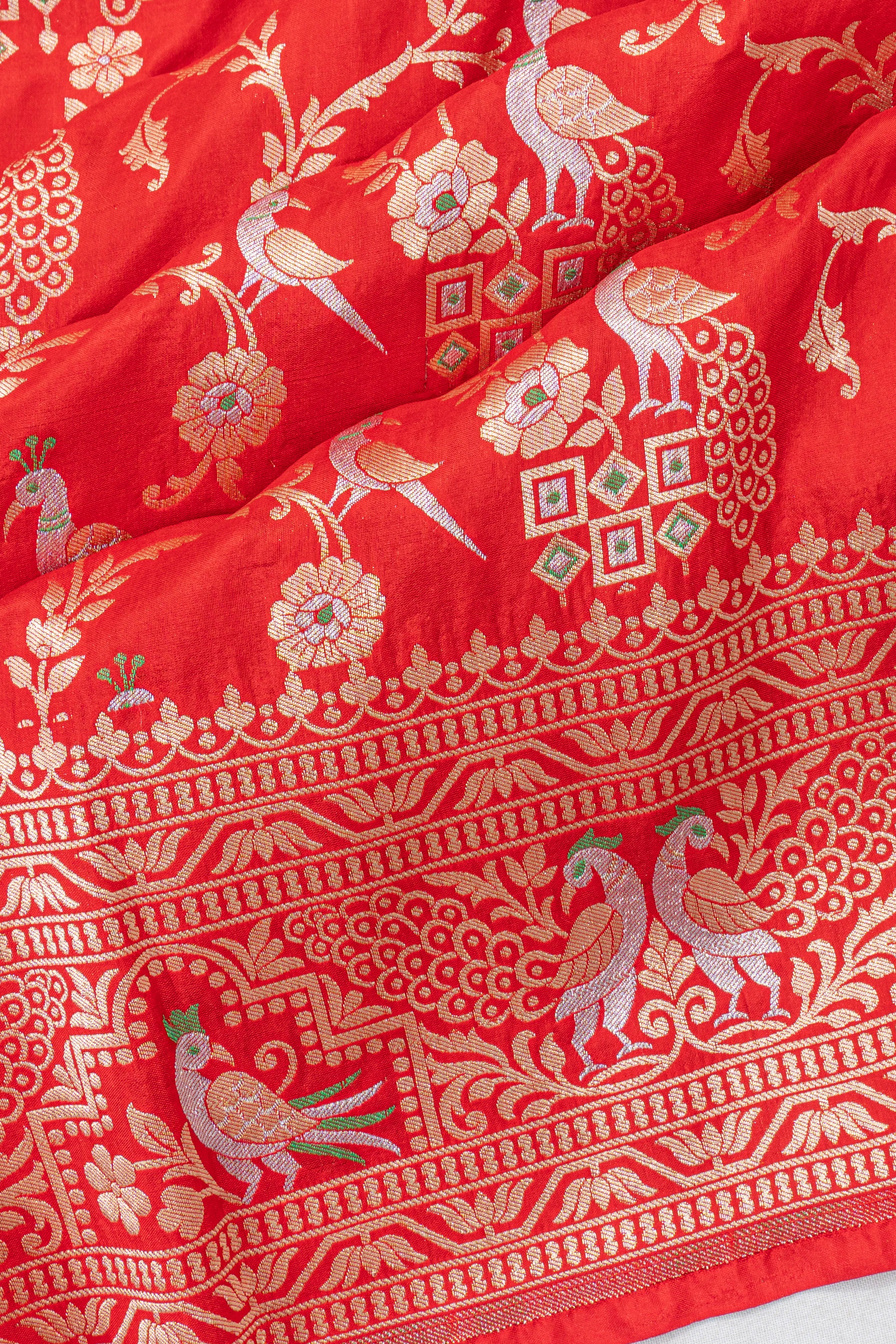 Banarasi Silk Brocade Red Saree