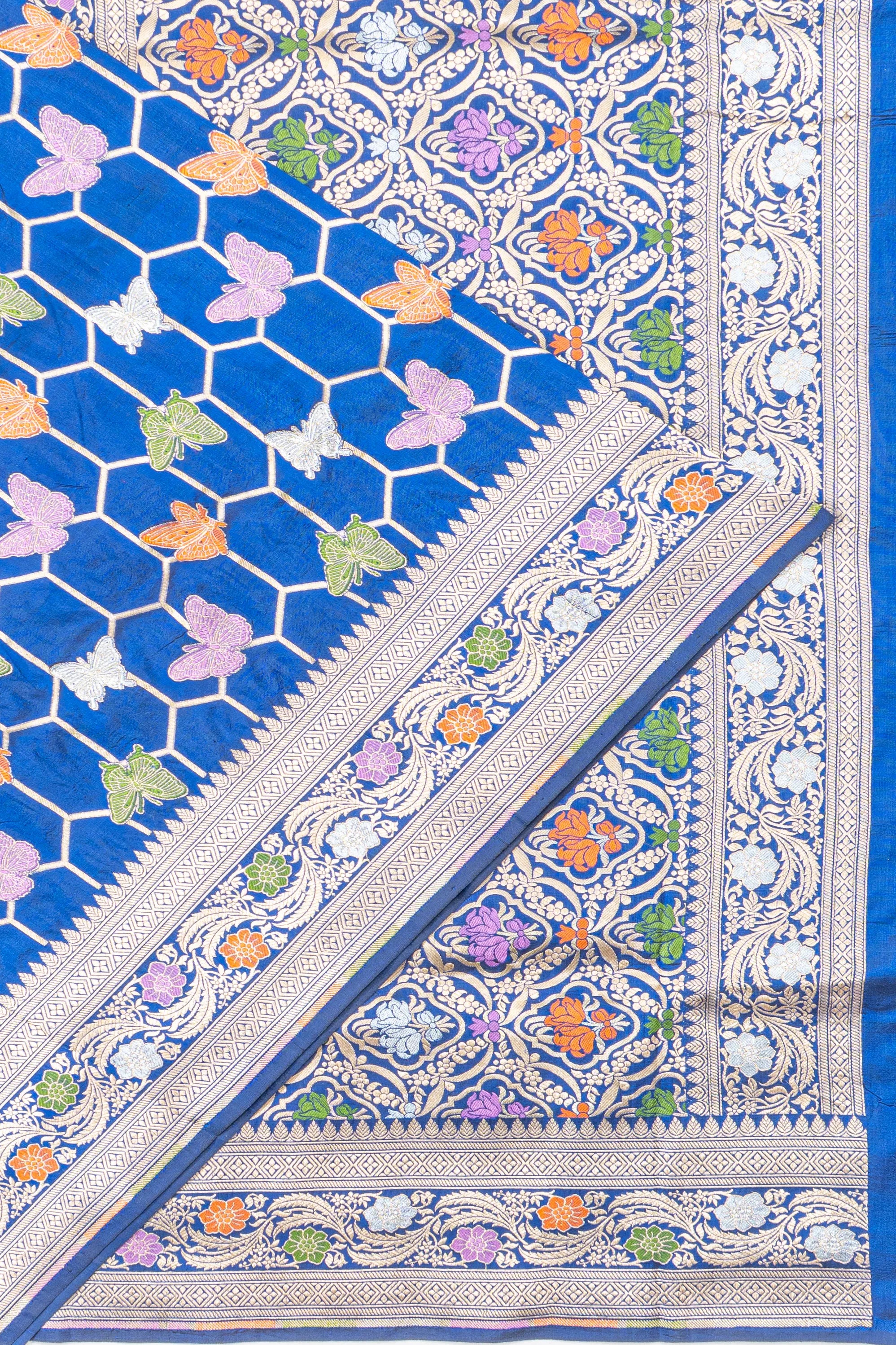 Banarasi Silk Brocade Royal Blue Saree