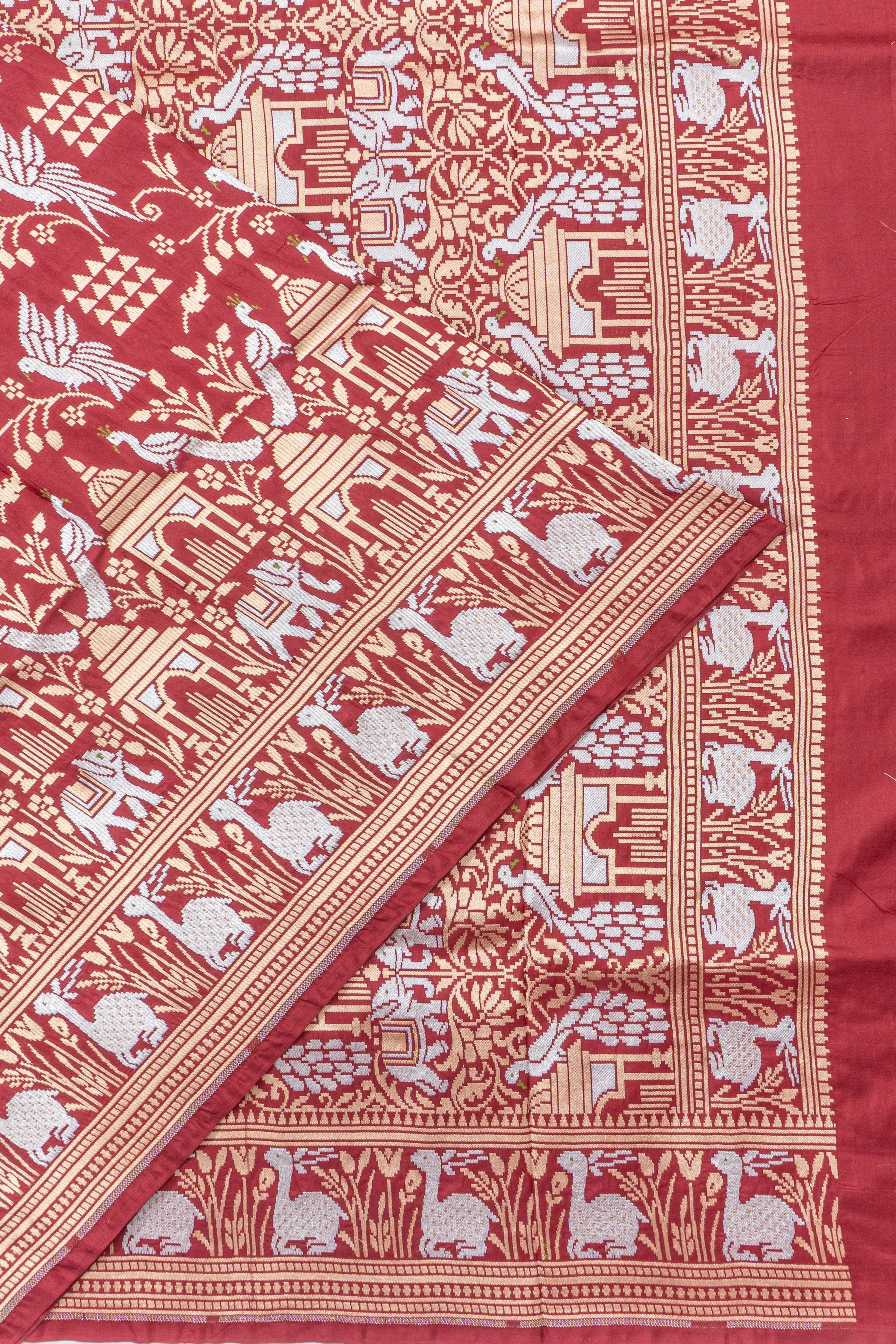 Banarasi Silk Brocade Maroon Saree