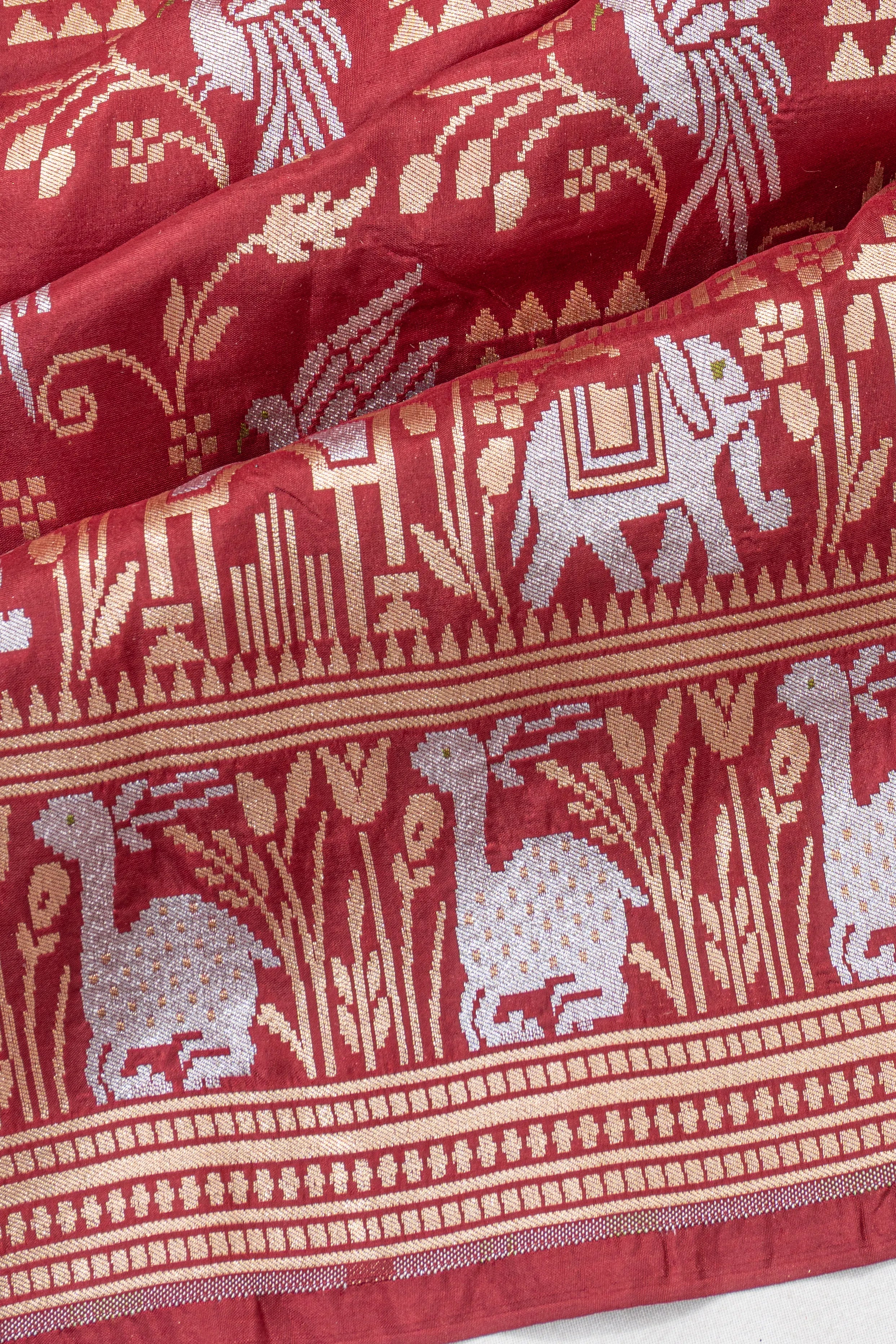 Banarasi Silk Brocade Maroon Saree
