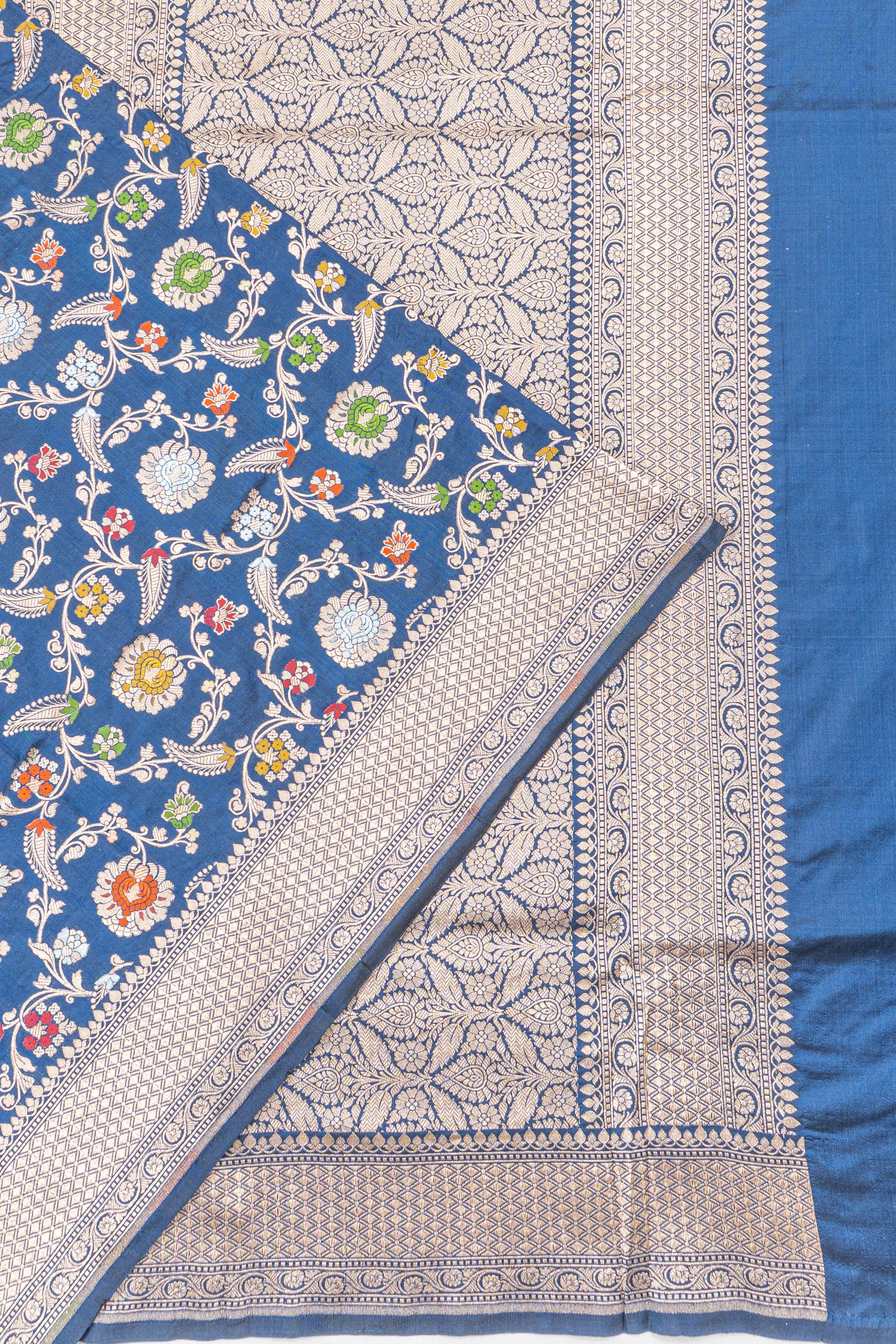 Banarasi Silk Jaal Blue Saree