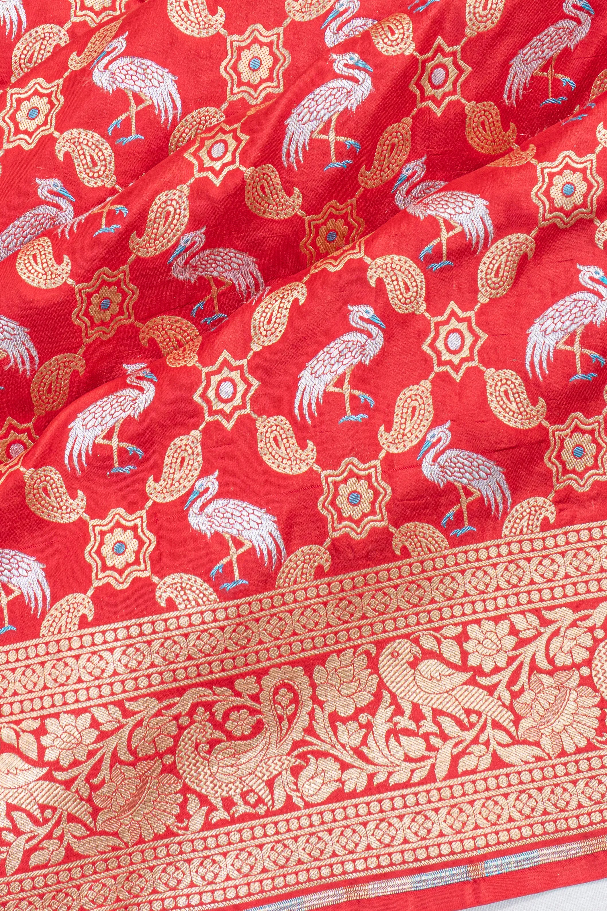 Banarasi Silk Brocade Red Saree