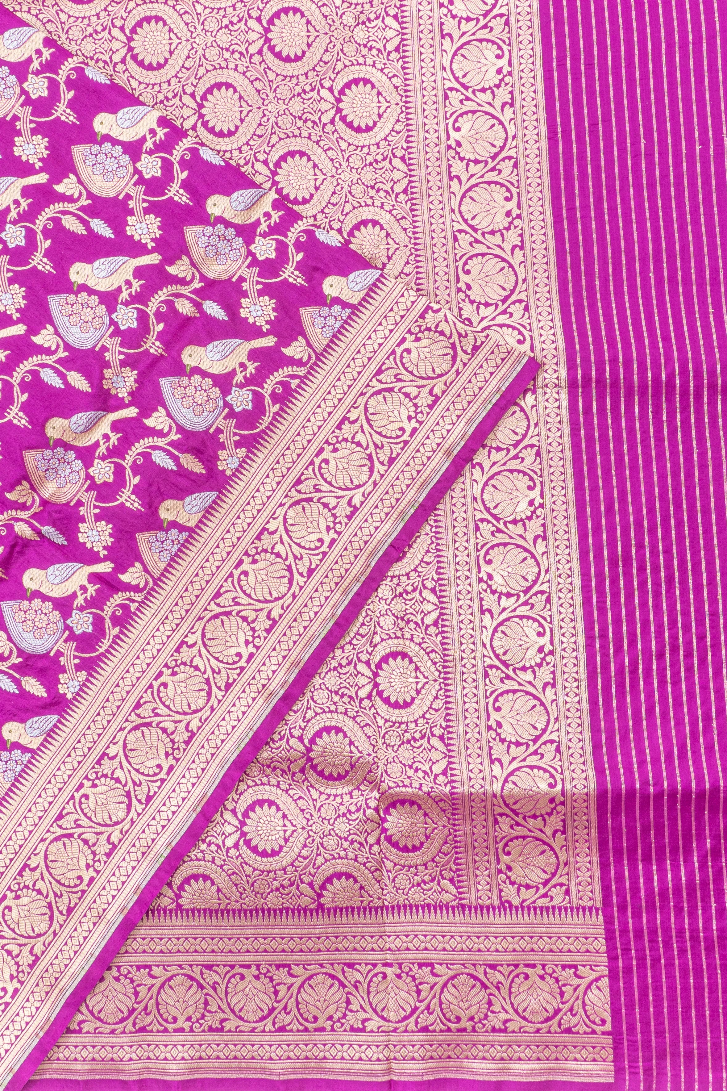 Banarasi Silk Brocade And Butta Violet Saree