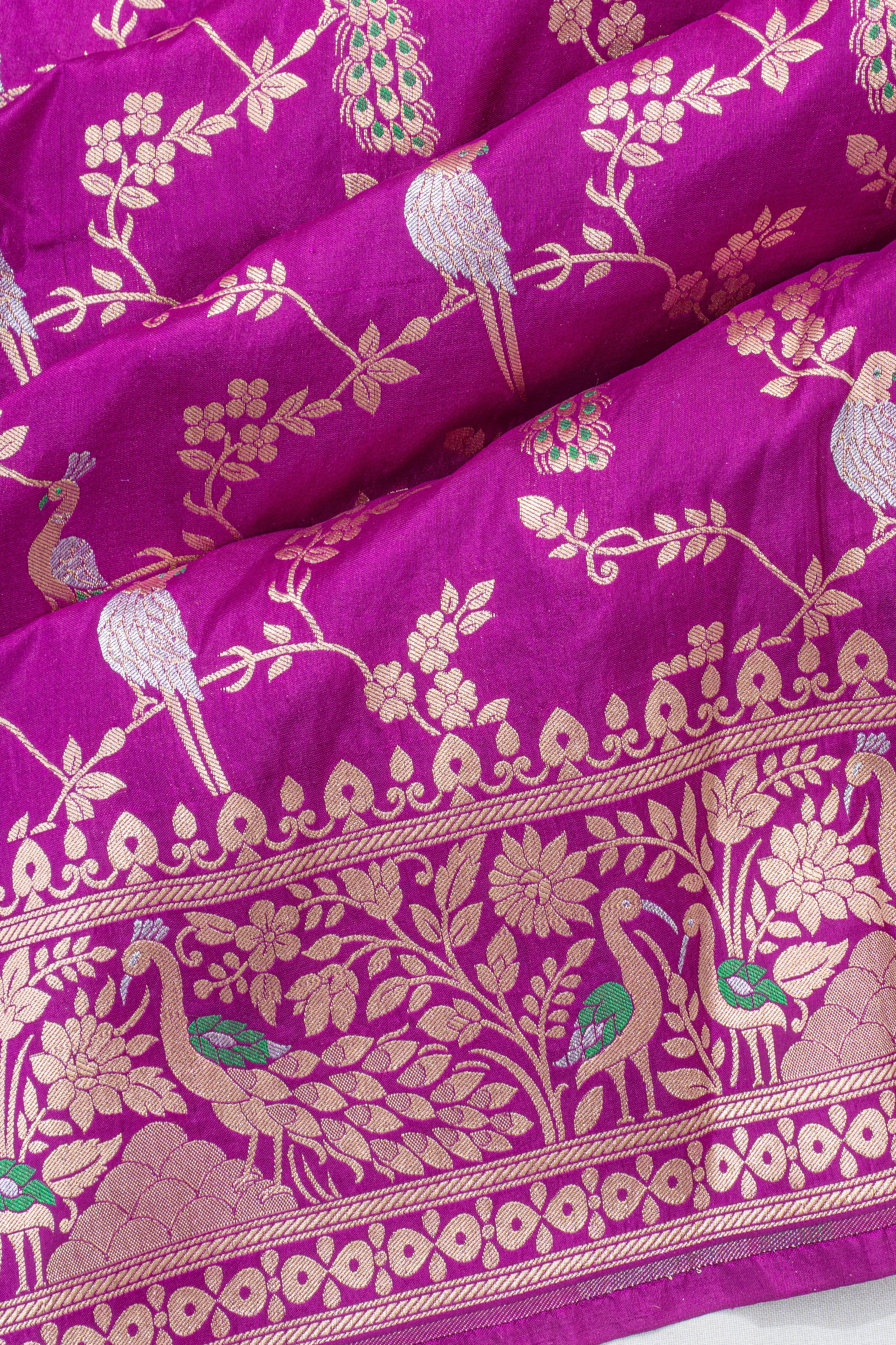 Banarasi Silk Jaal Violet Saree