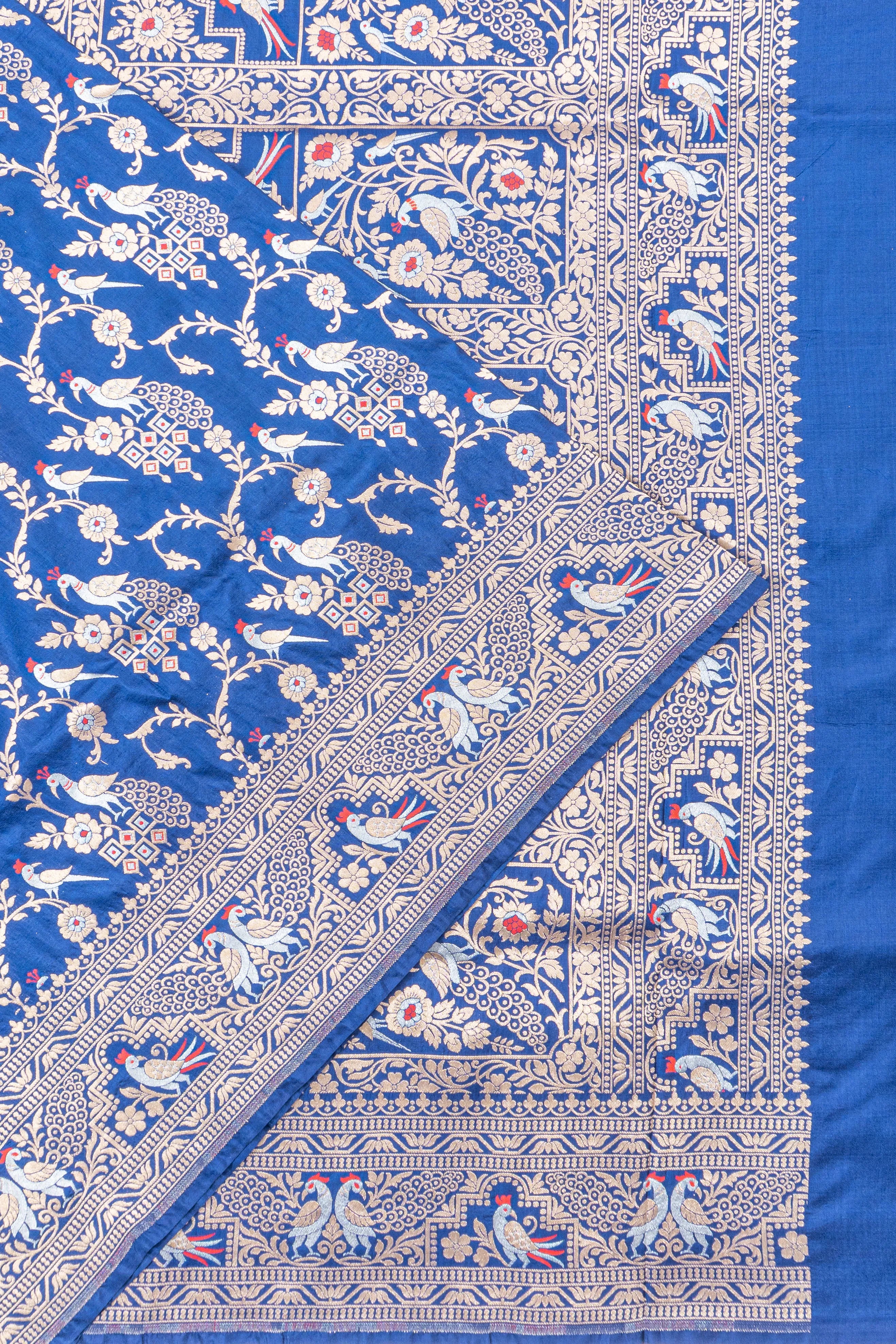 Banarasi Silk Brocade Royal Blue Saree