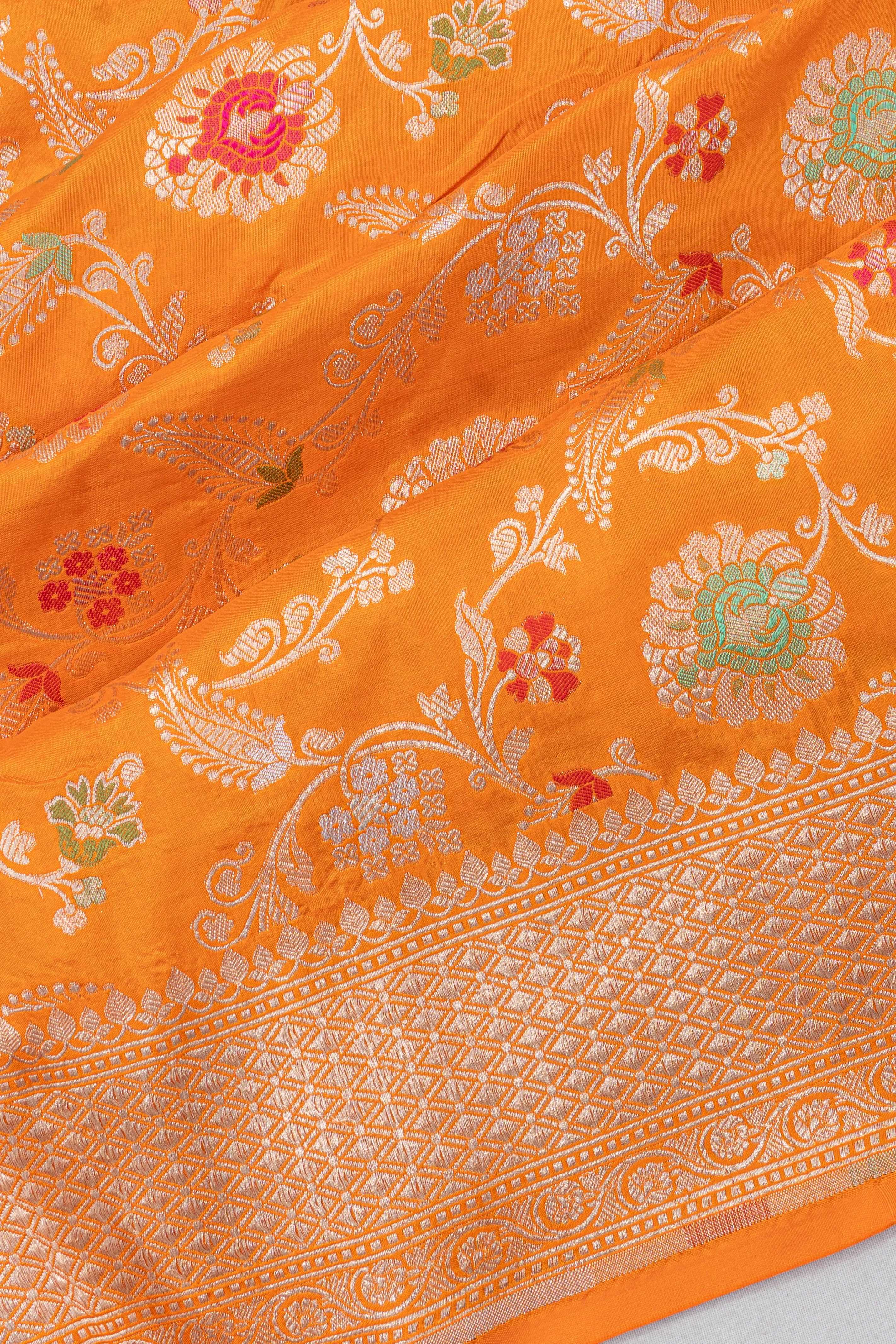Banarasi Silk Jaal Yellow Saree