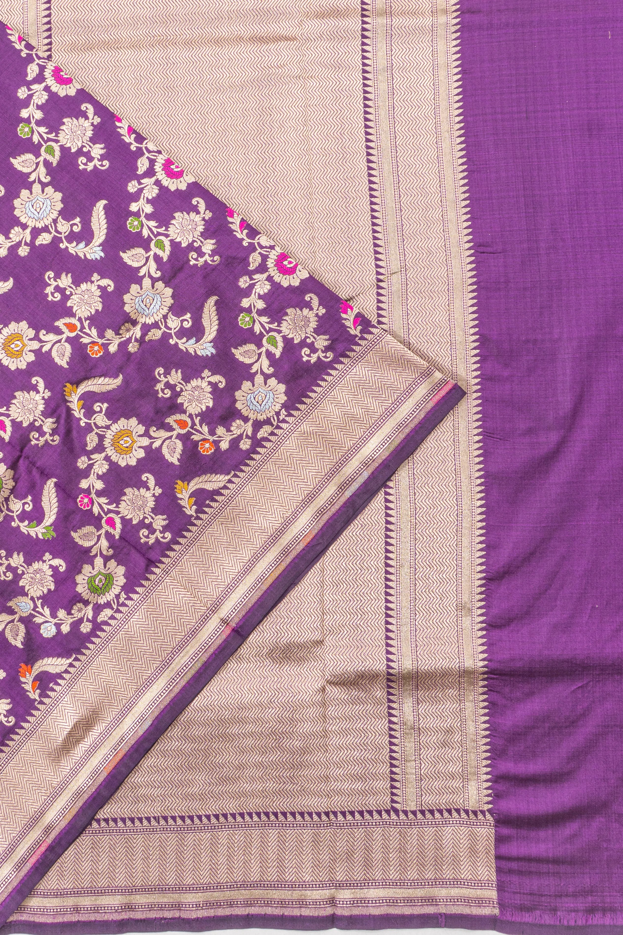 Banarasi Silk Jaal Purple Saree