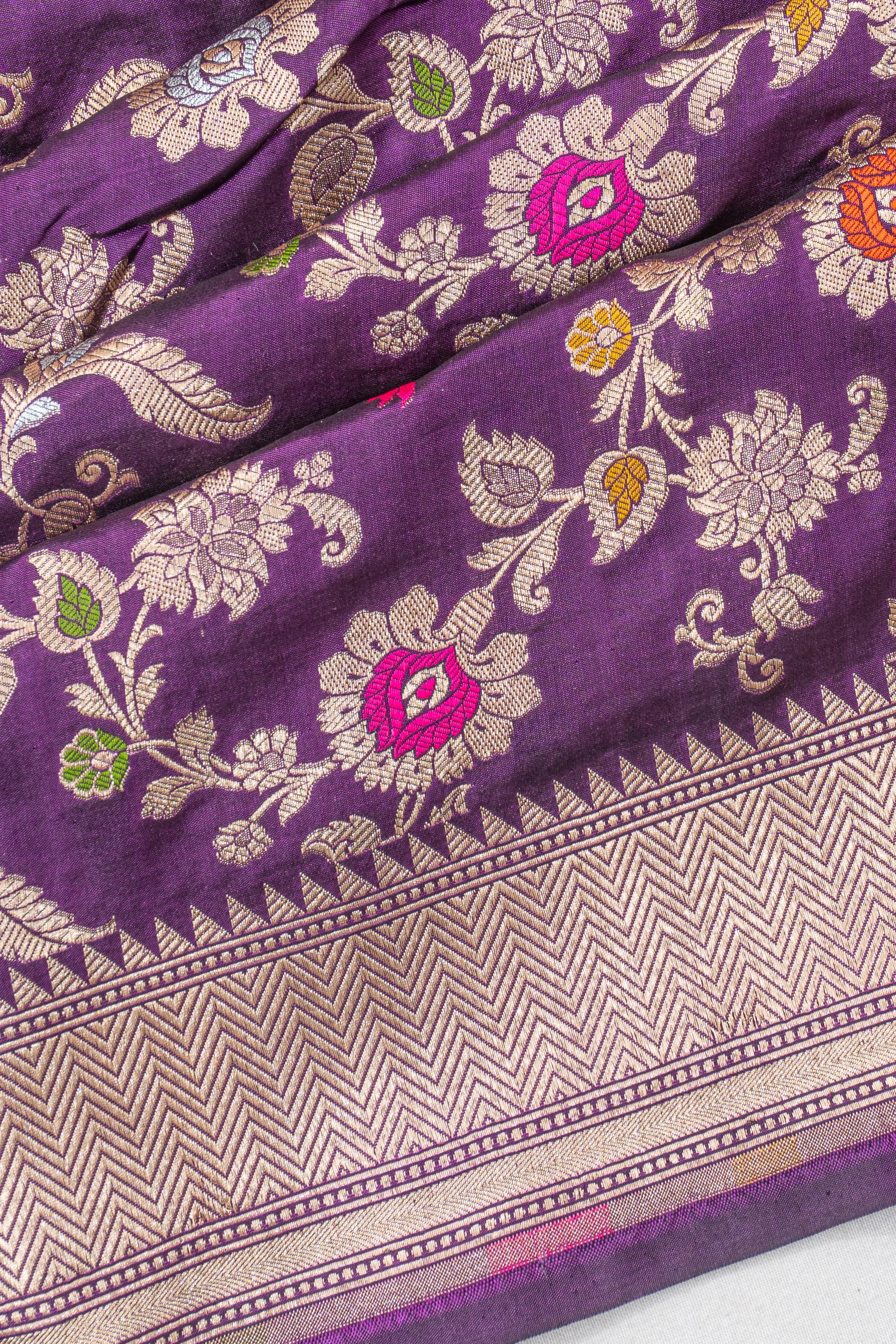 Banarasi Silk Jaal Purple Saree