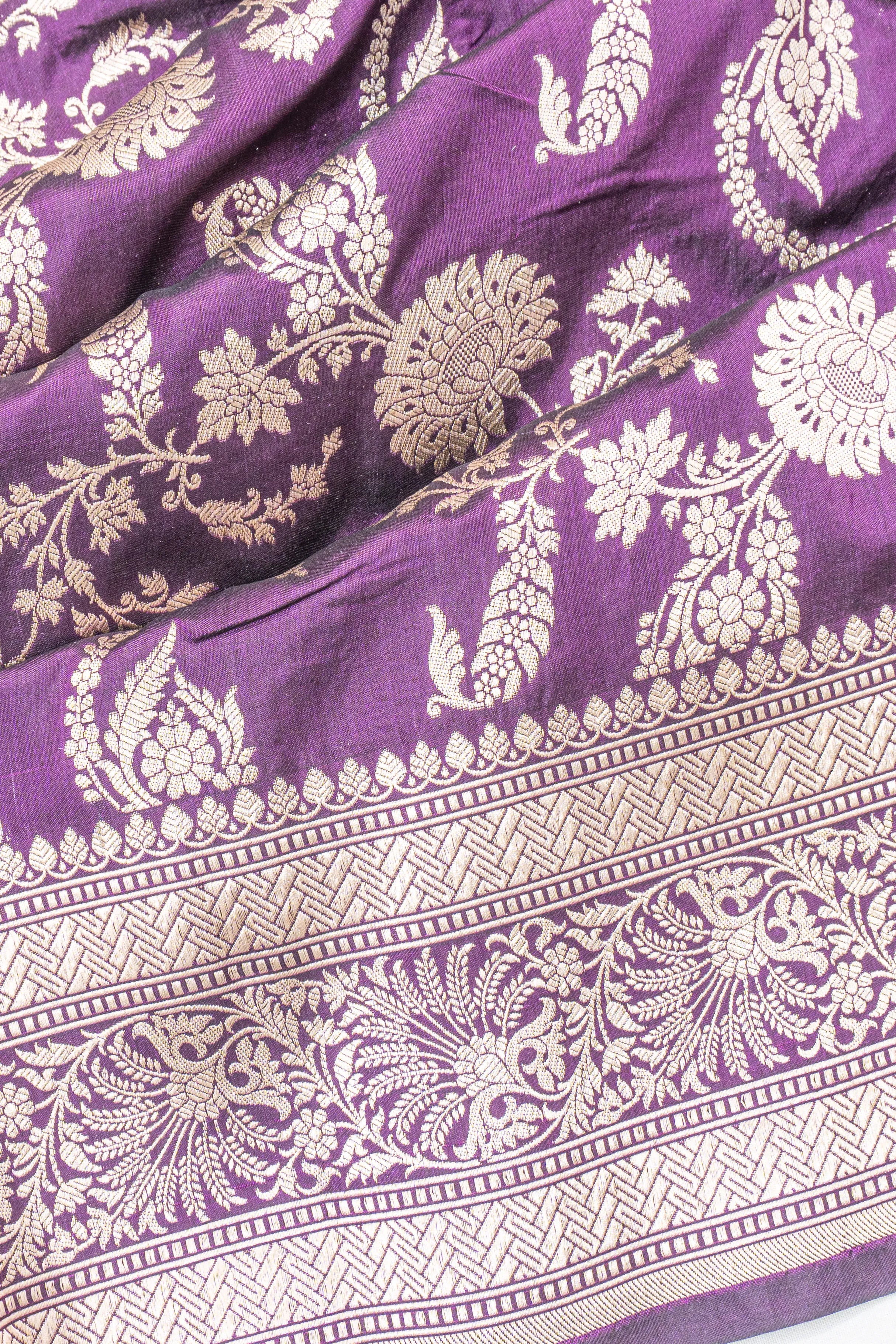 Banarasi Silk Jaal Purple Saree