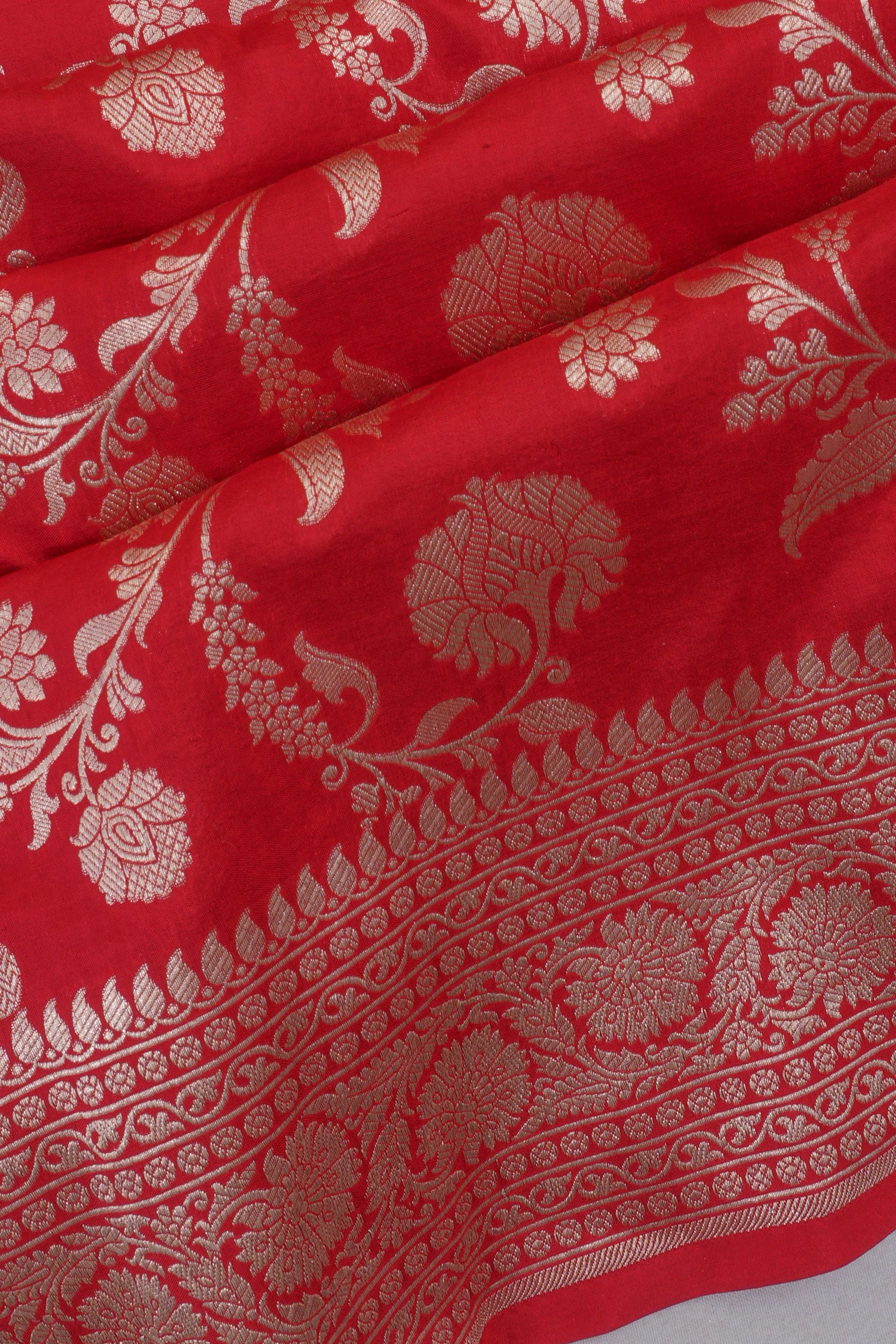 Banarasi Silk Jaal Red Saree