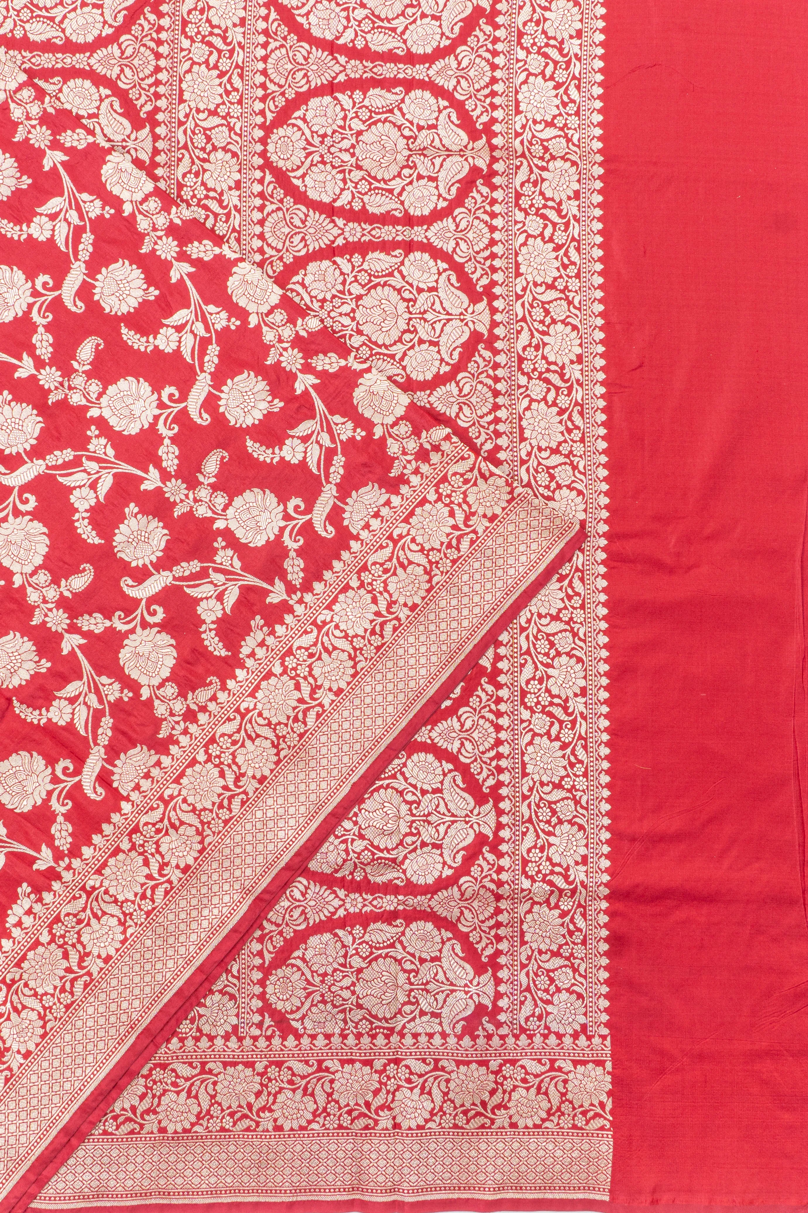 Banarasi Silk Jaal Red Saree