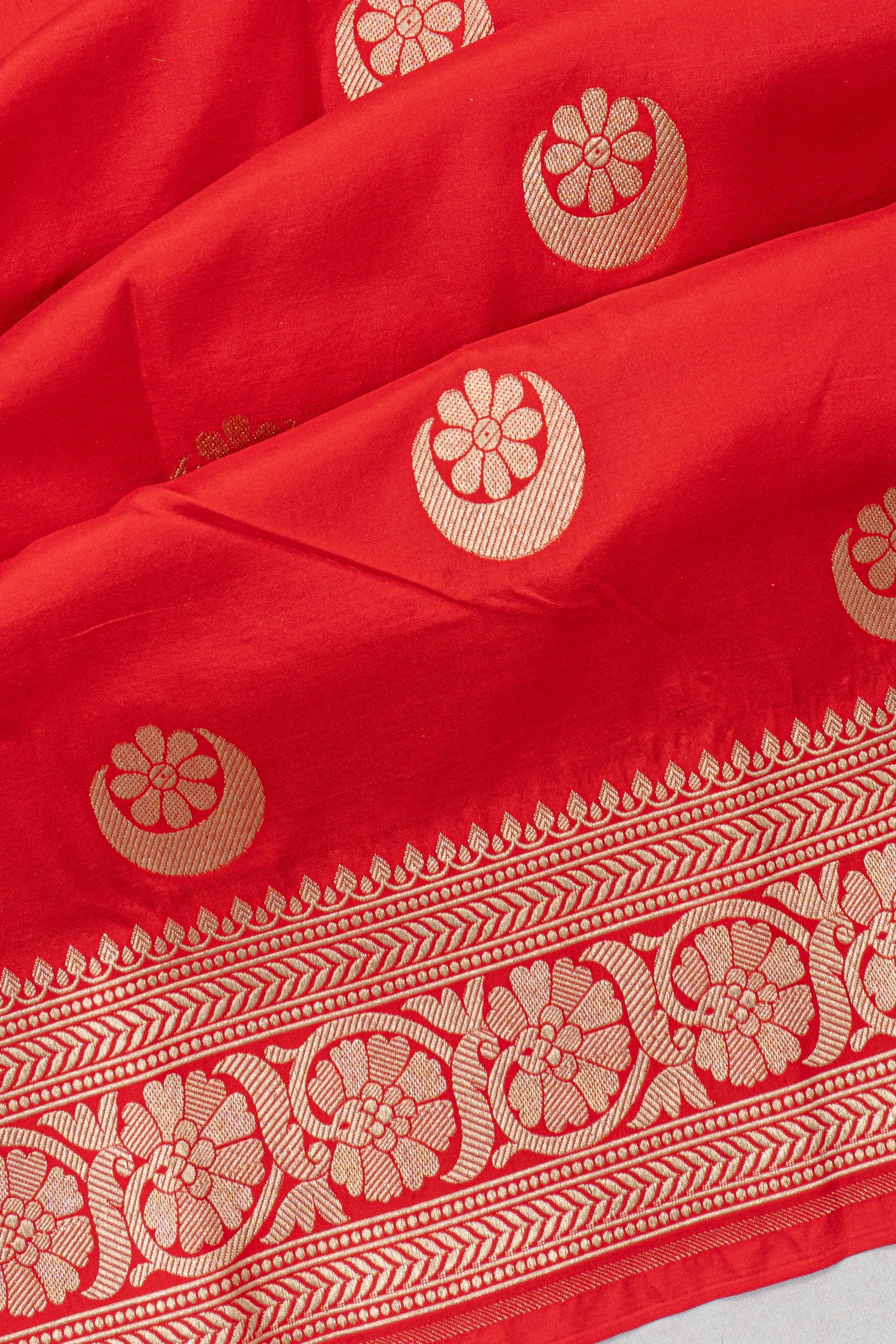 Banarasi Silk Butta Red Saree