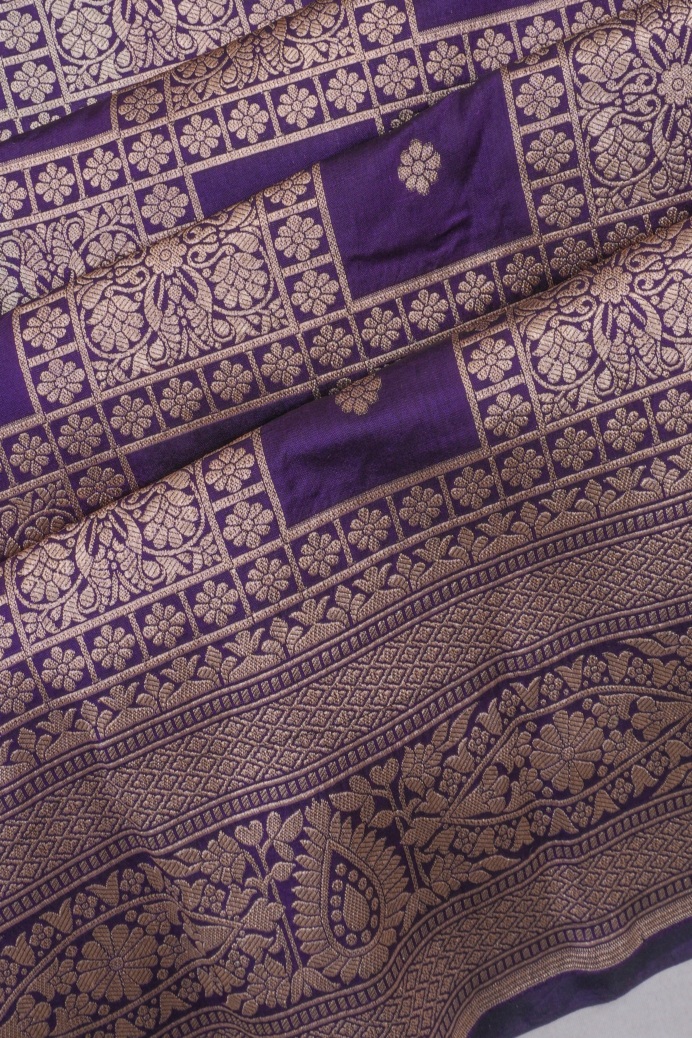 Banarasi Silk Brocade Violet Saree