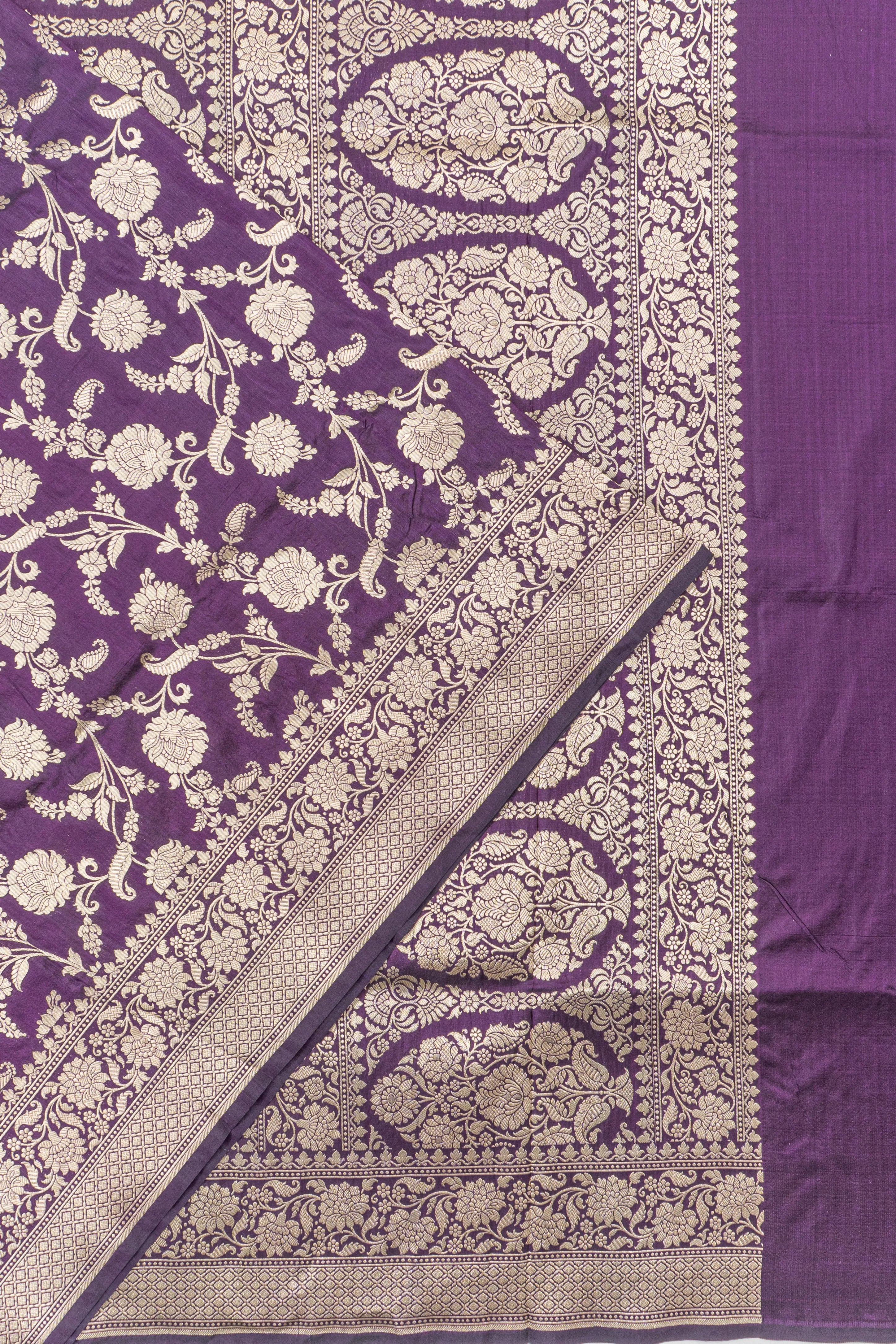 Banarasi Silk Jaal Violet Saree