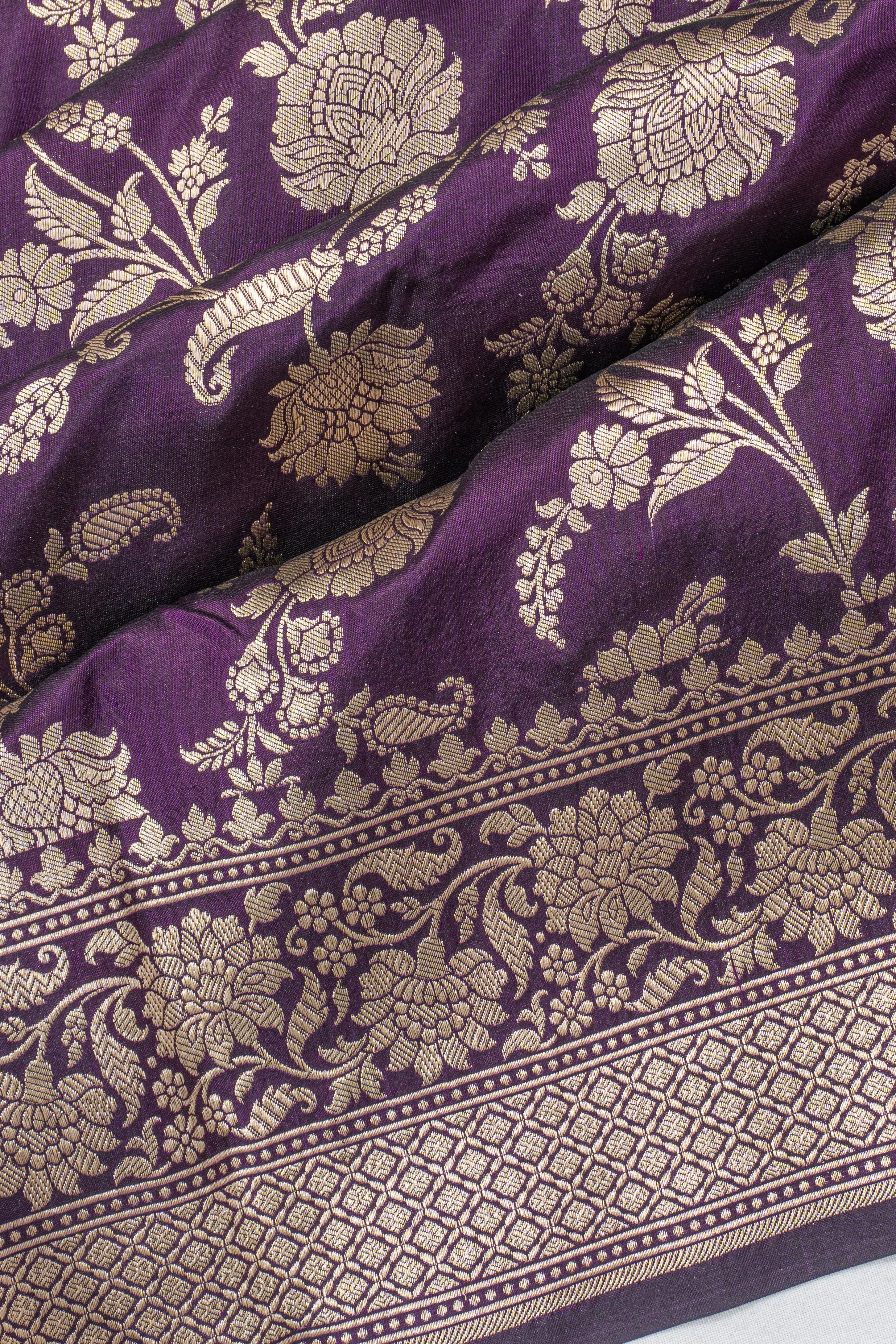 Banarasi Silk Jaal Violet Saree