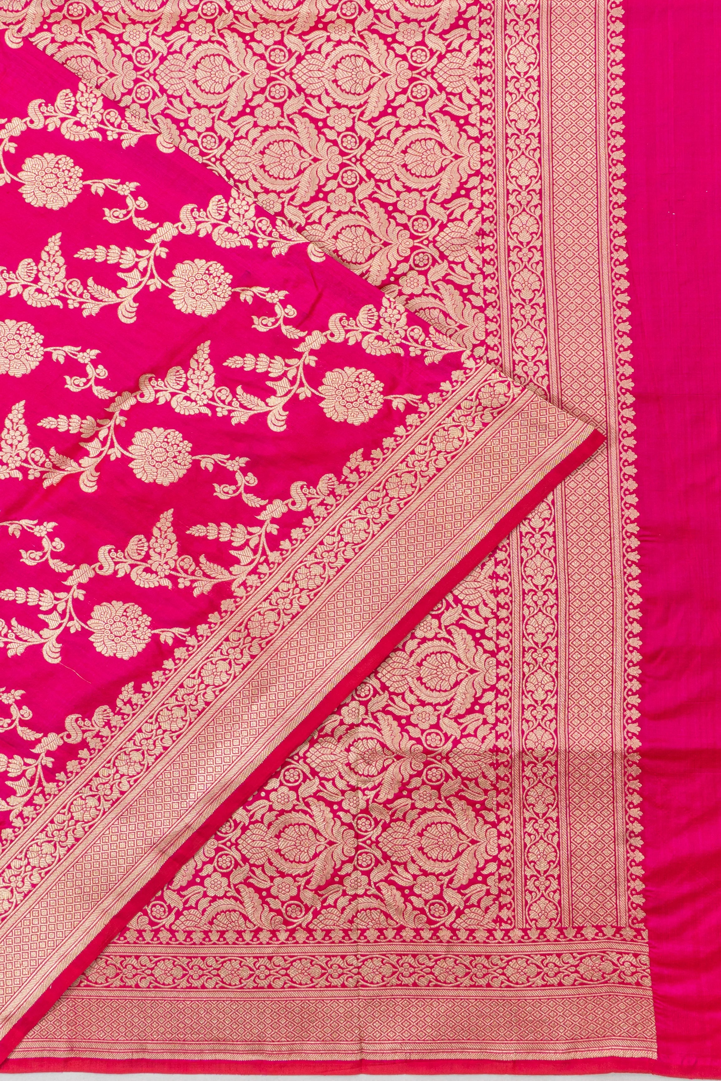 Banarasi Silk Jaal Rani Pink Saree