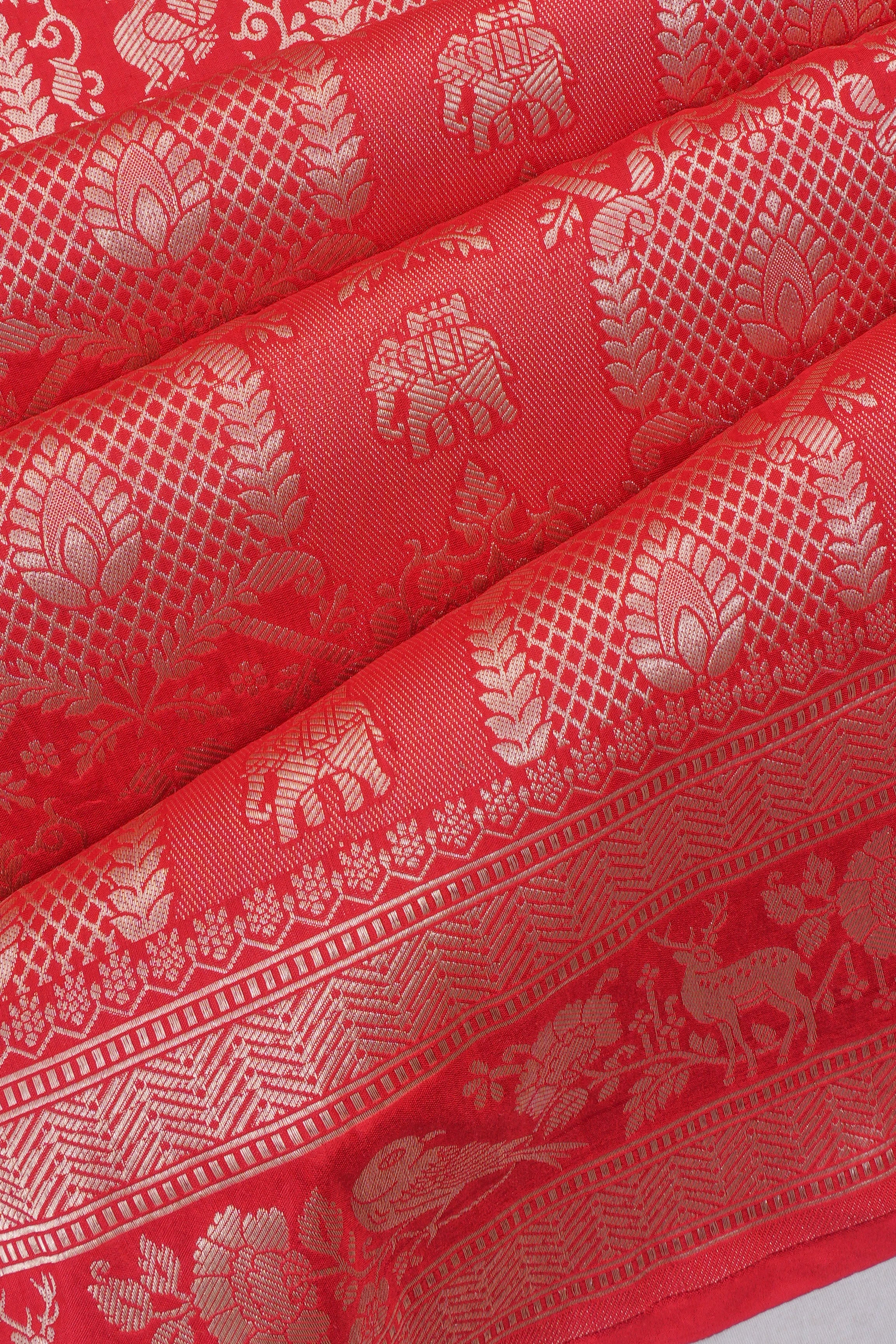 Banarasi Silk Brocade Red Saree