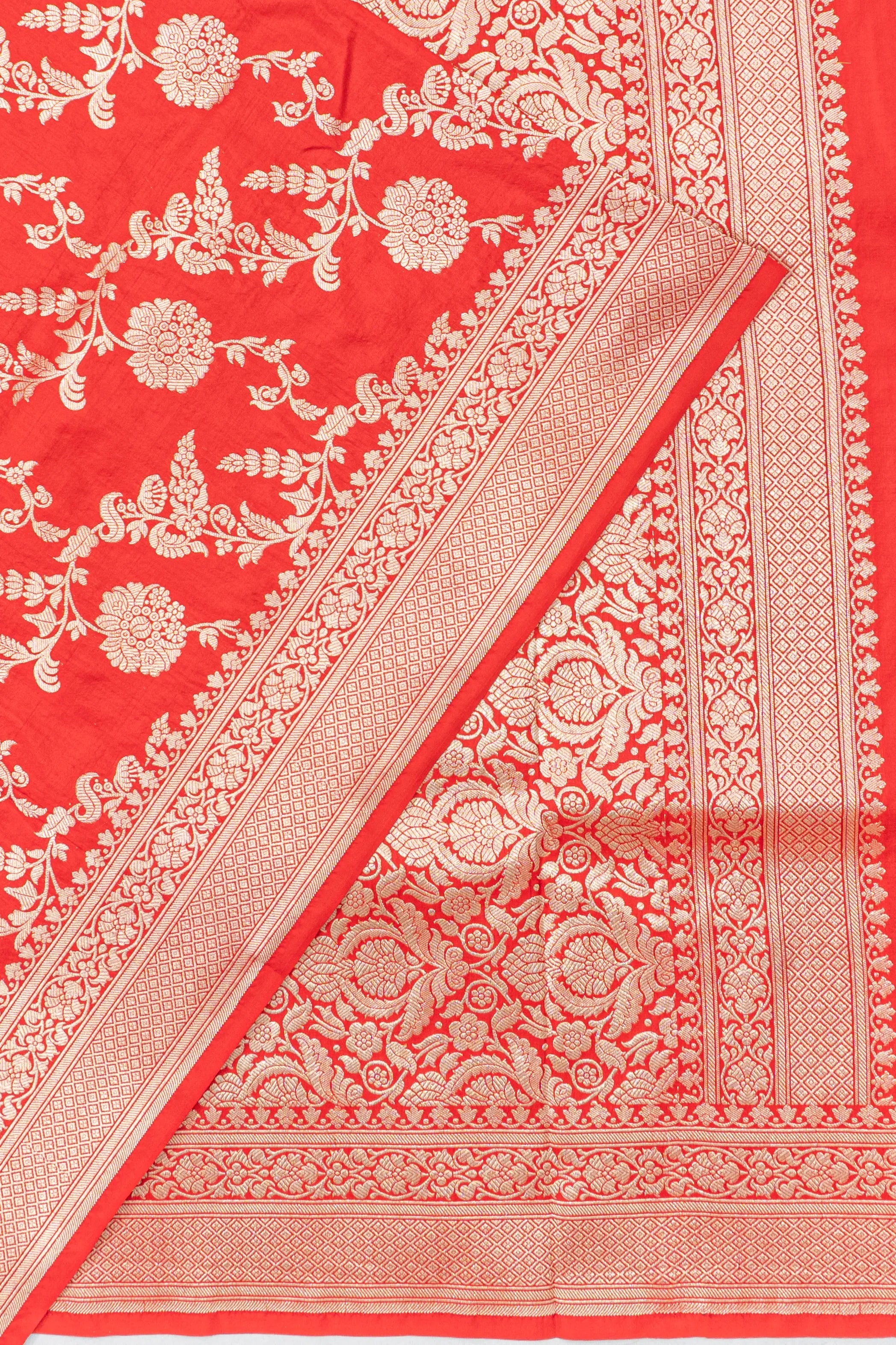 Banarasi Silk Jaal Red Saree