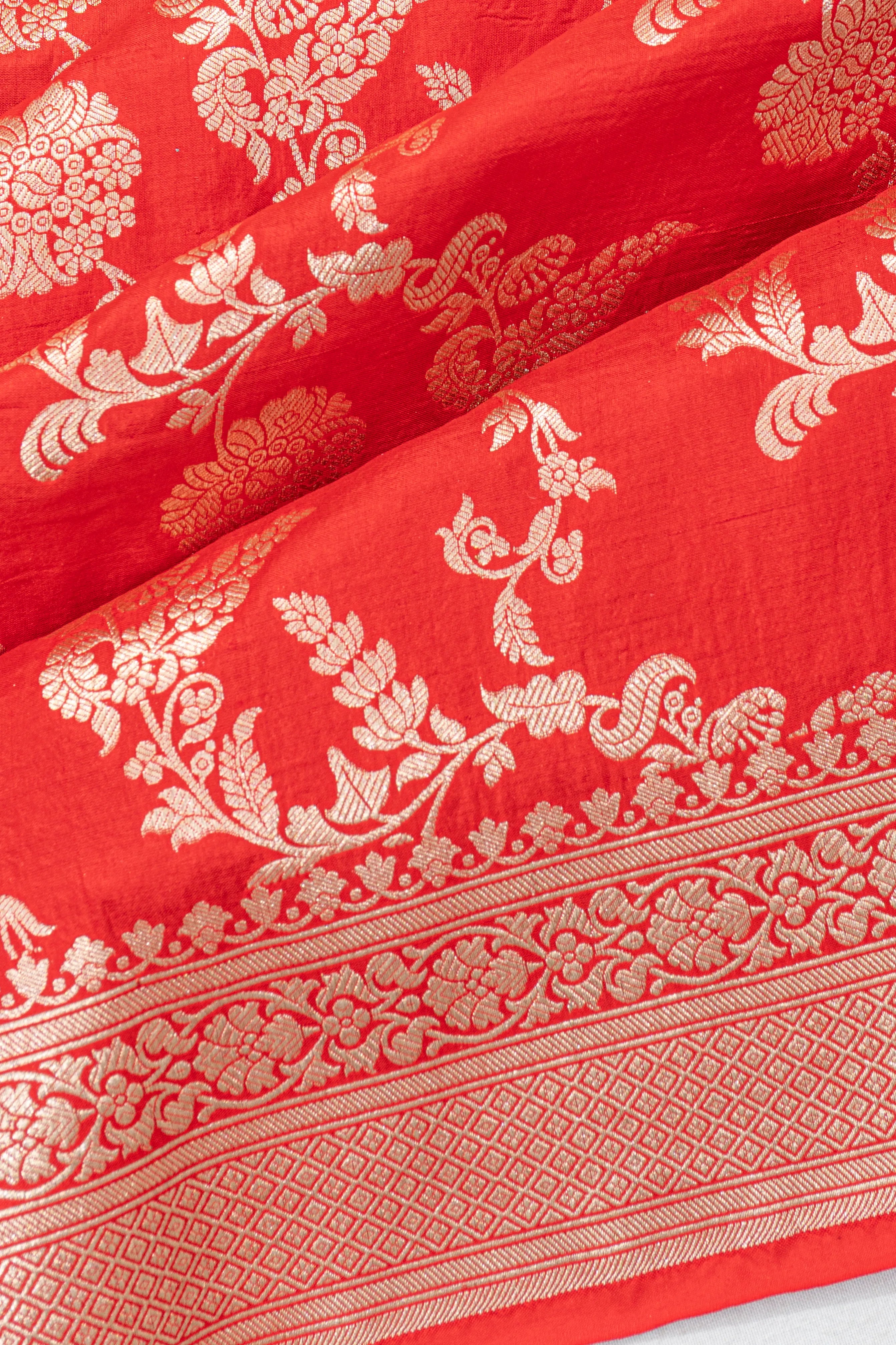 Banarasi Silk Jaal Red Saree