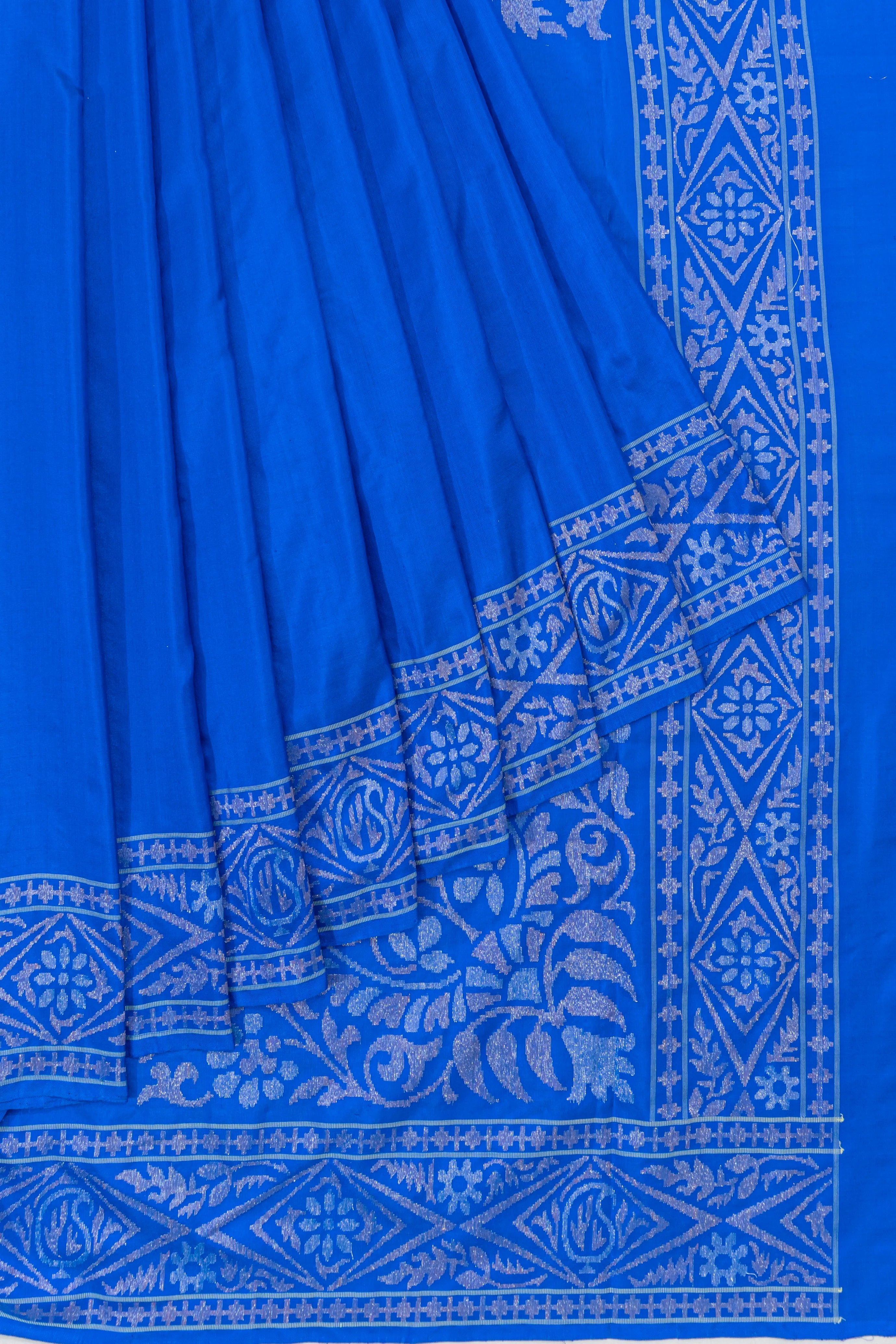 Banarasi Cotton Plain Neelambari Saree With Jamdani Pallu