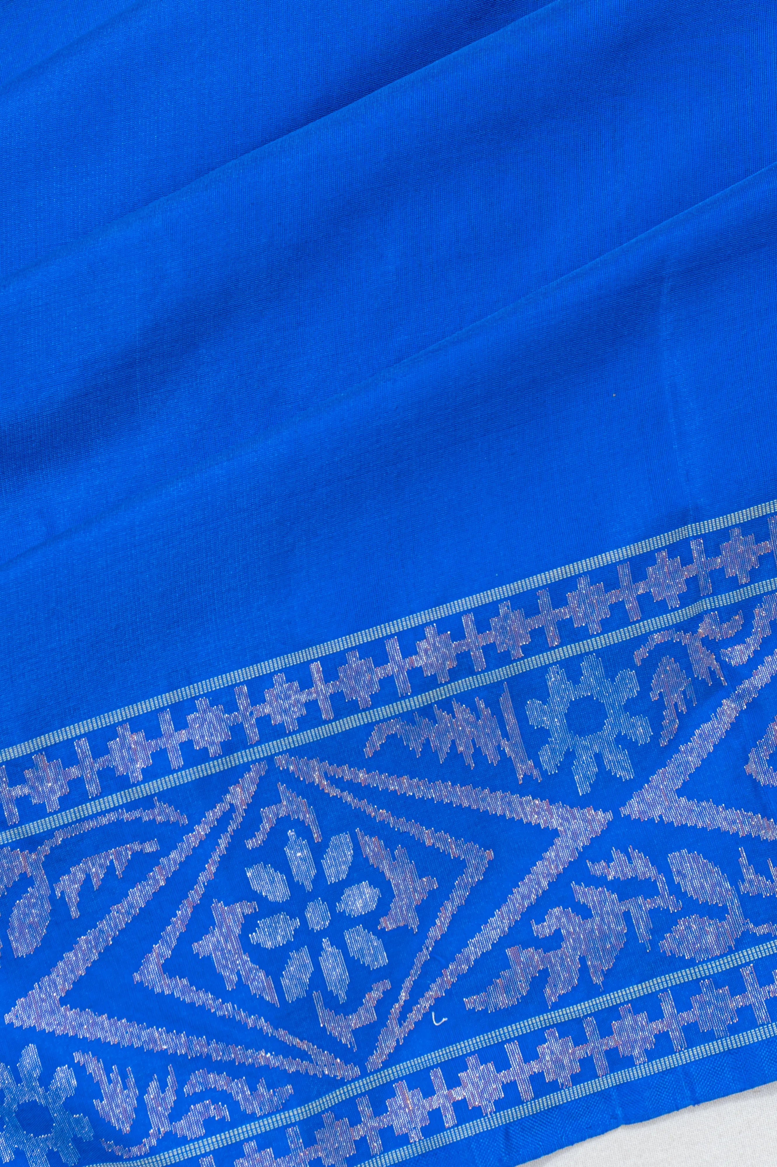 Banarasi Cotton Plain Neelambari Saree With Jamdani Pallu