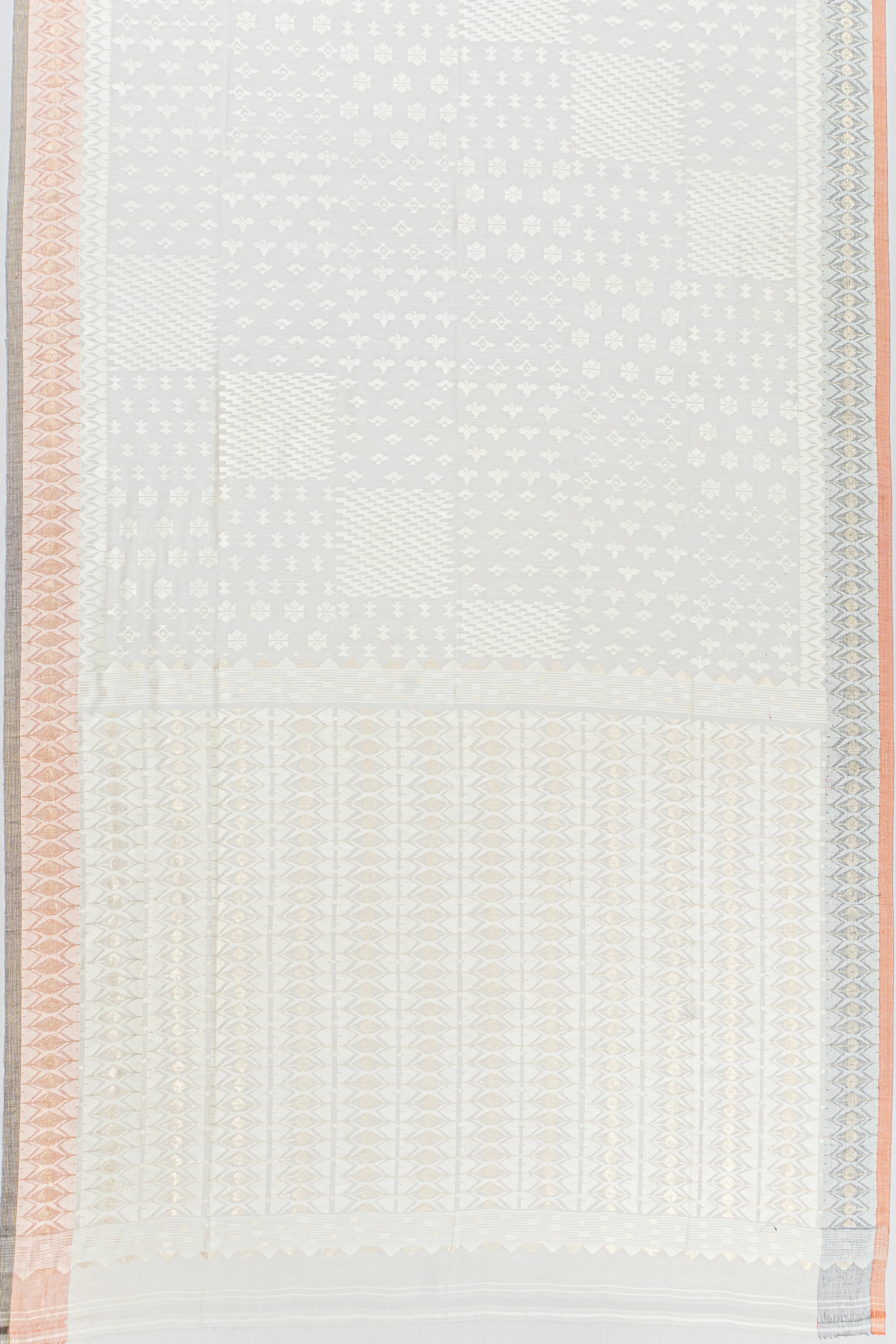 Dhakai Muslin Jamdani Cotton Off White Saree