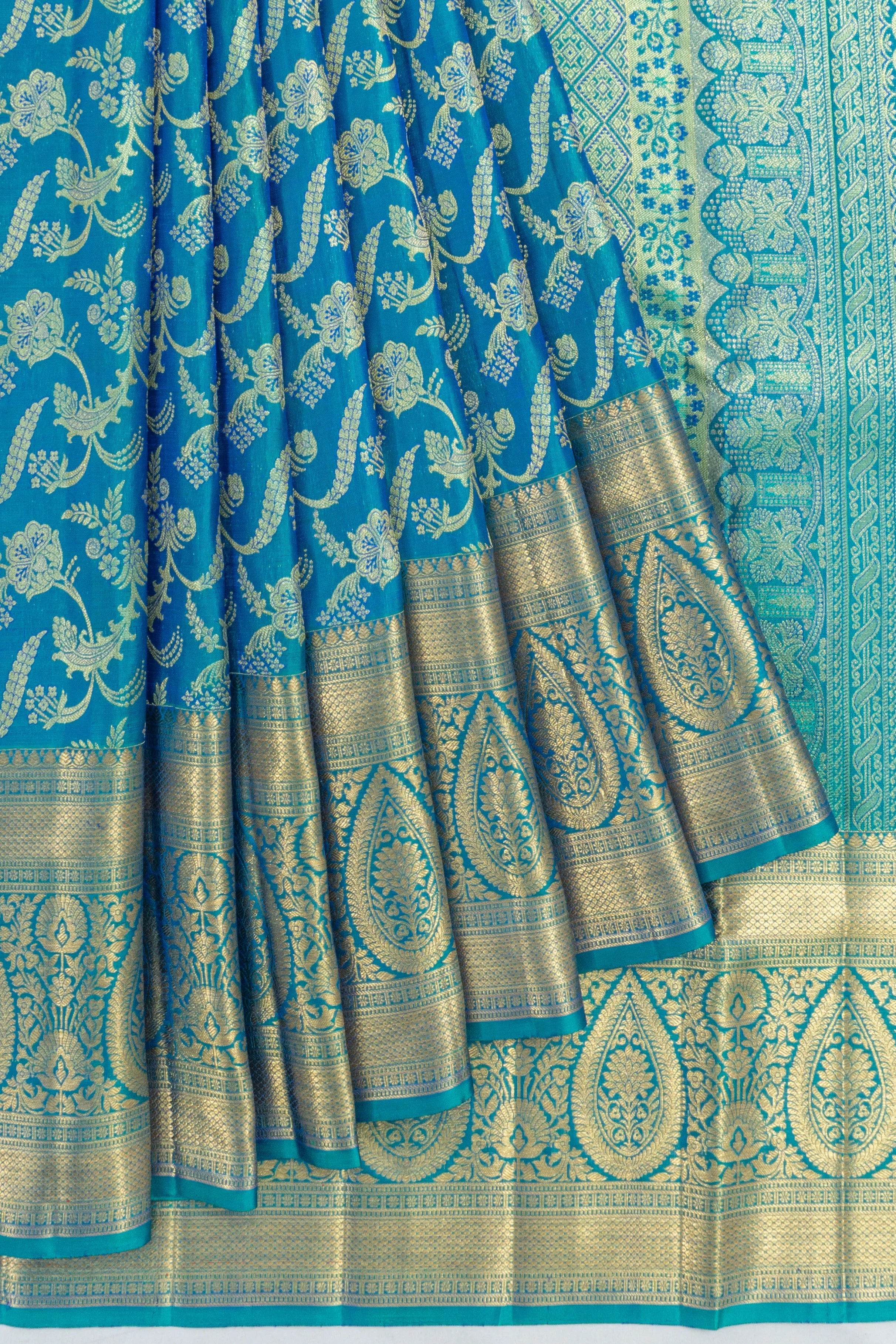 Taranga Kanchi Silk Tissue Brocade Blue Saree