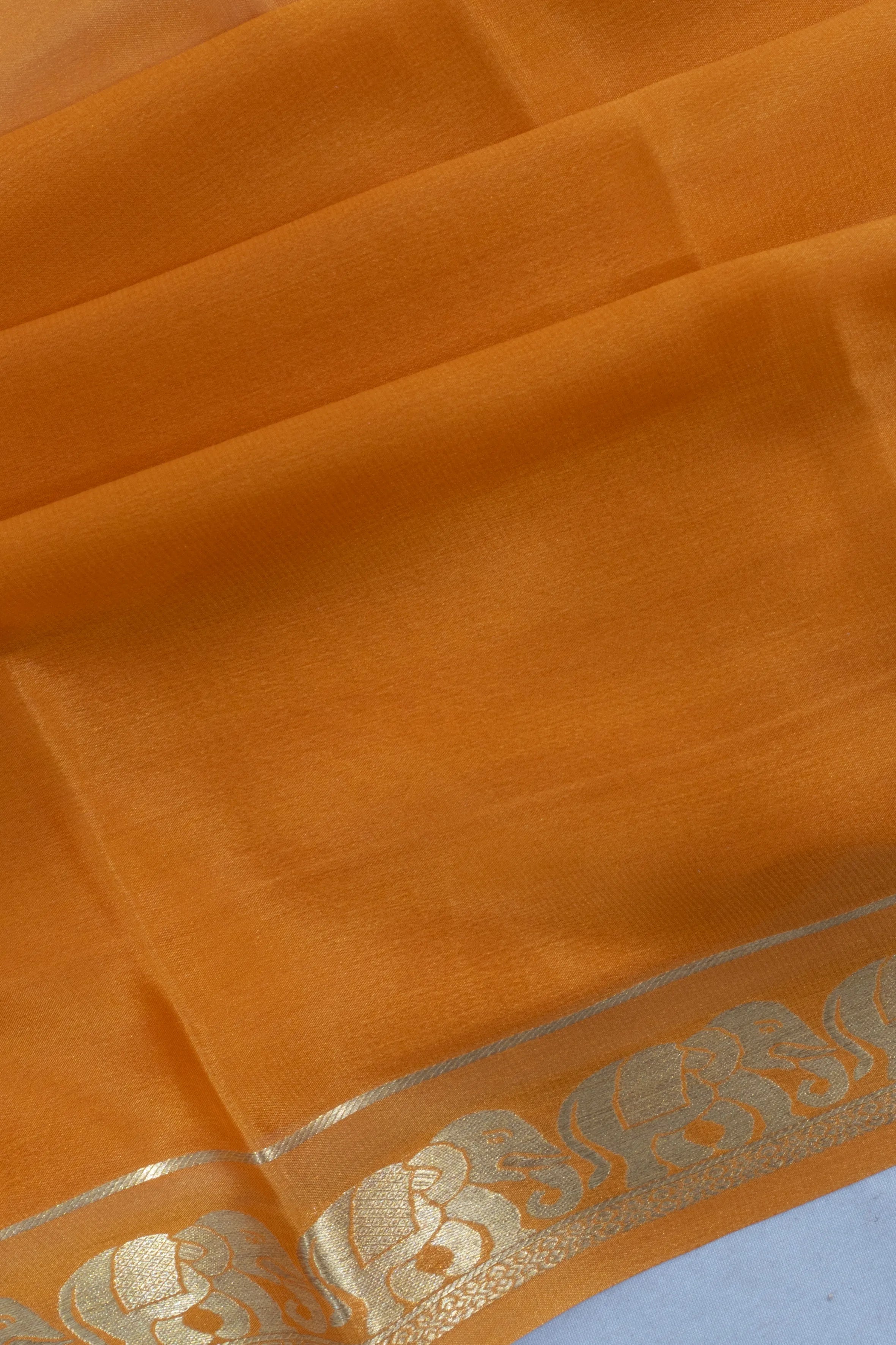 Mysore Silk Plain Mustard Yellow Saree