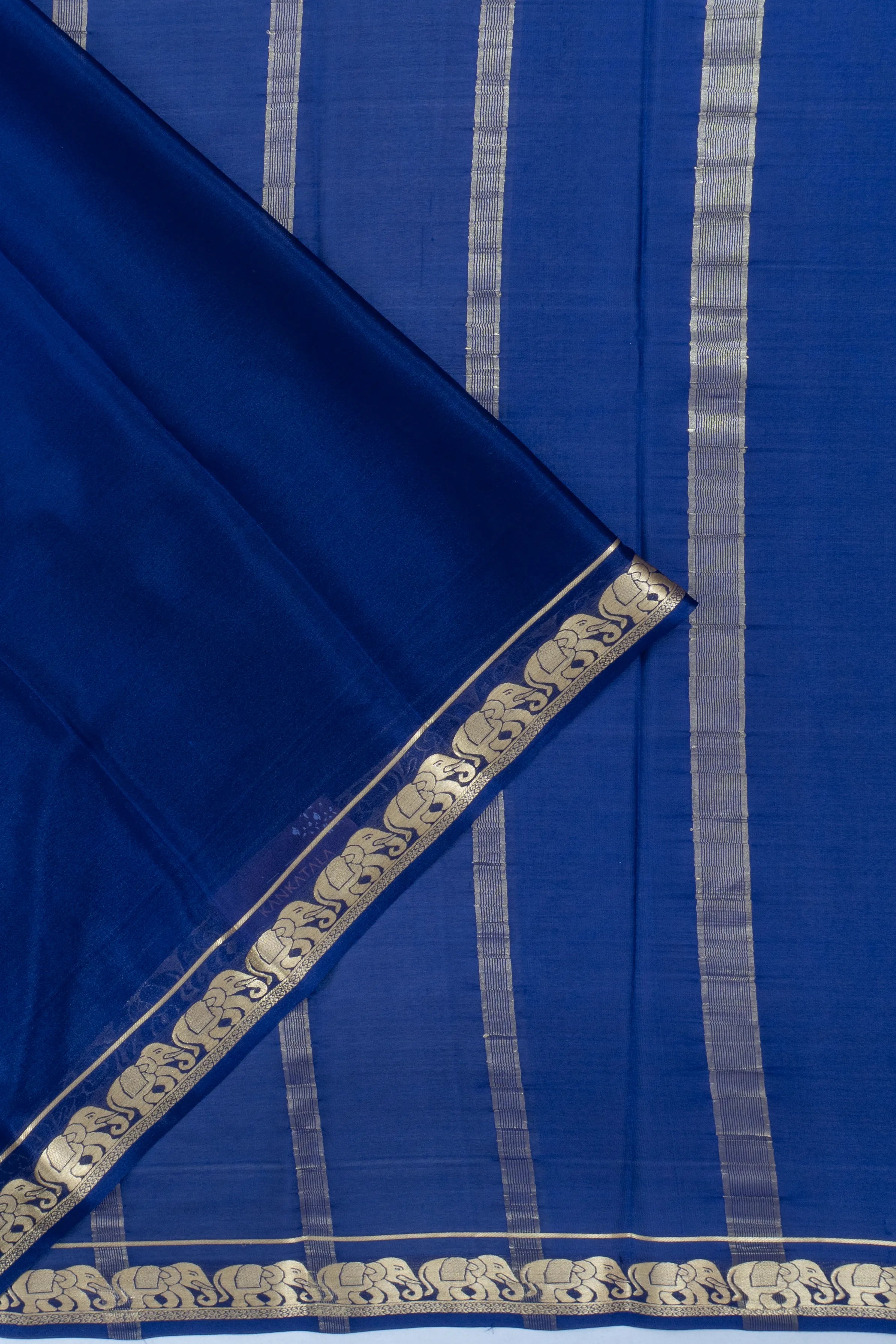 Mysore Silk Plain Royal Blue Saree