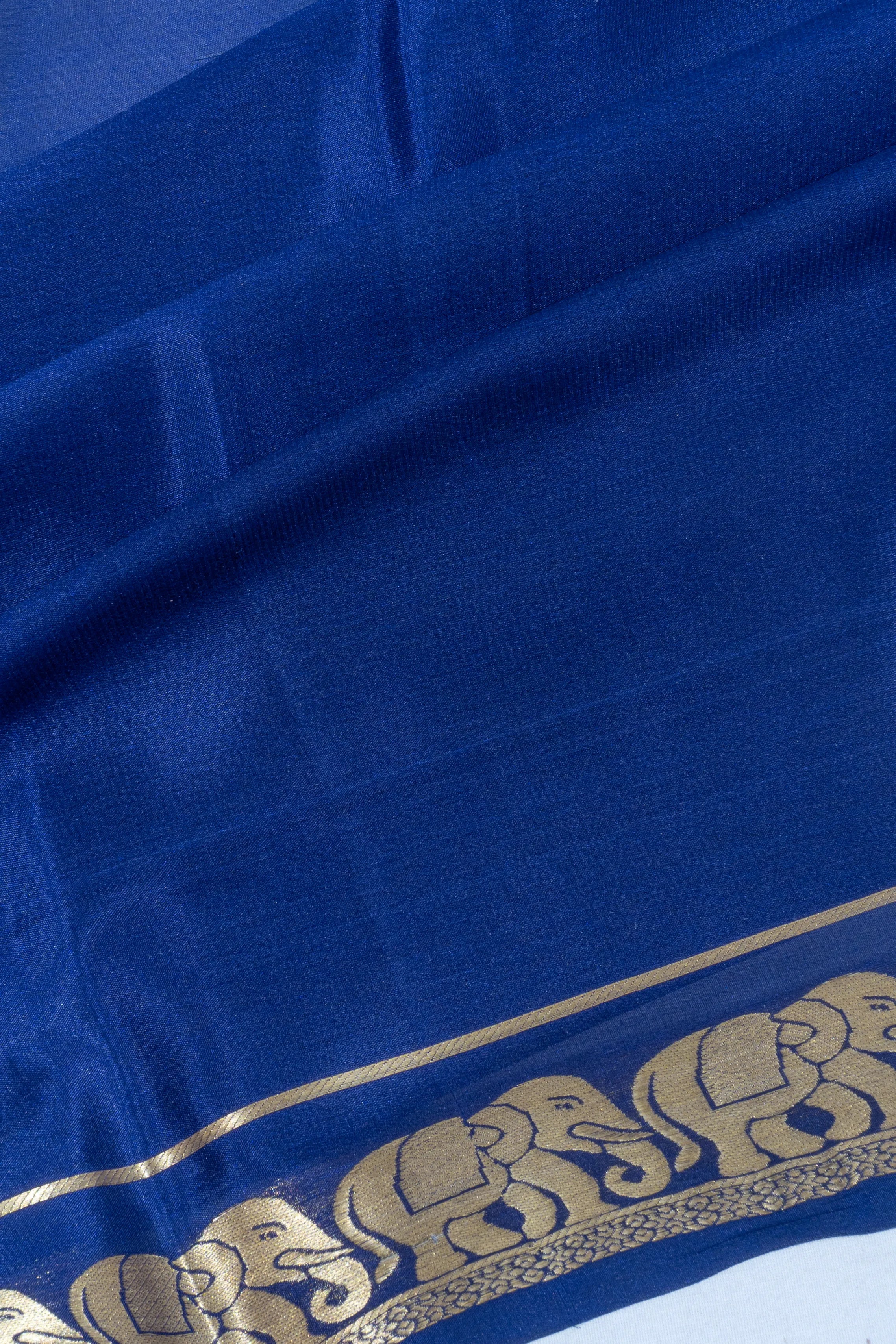 Mysore Silk Plain Royal Blue Saree