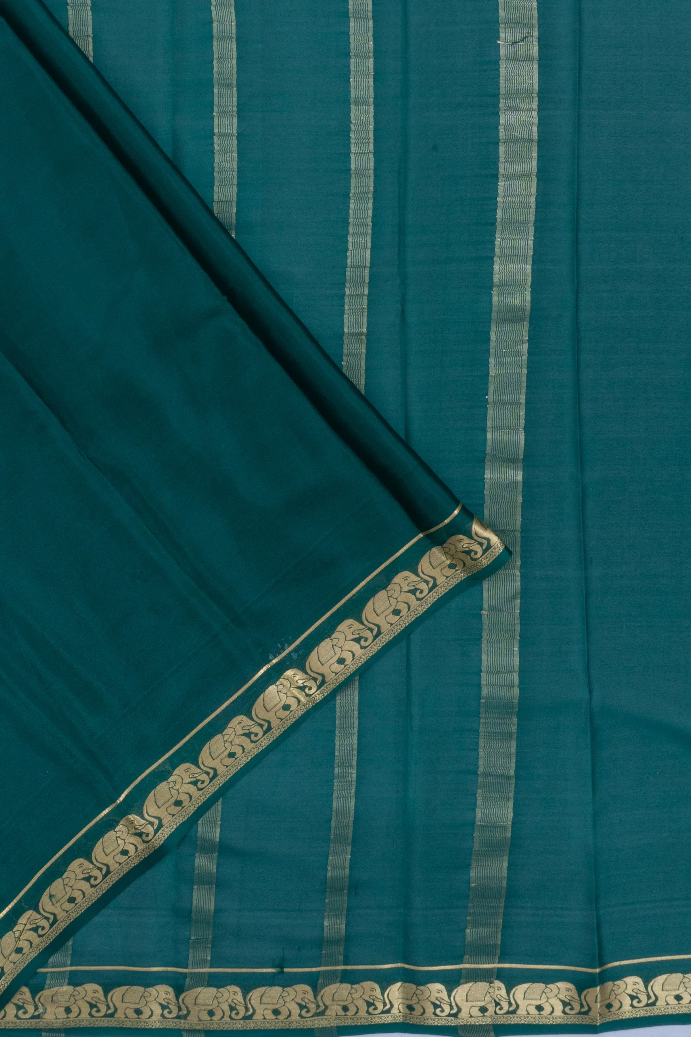 Mysore Silk Plain Teal Green Saree