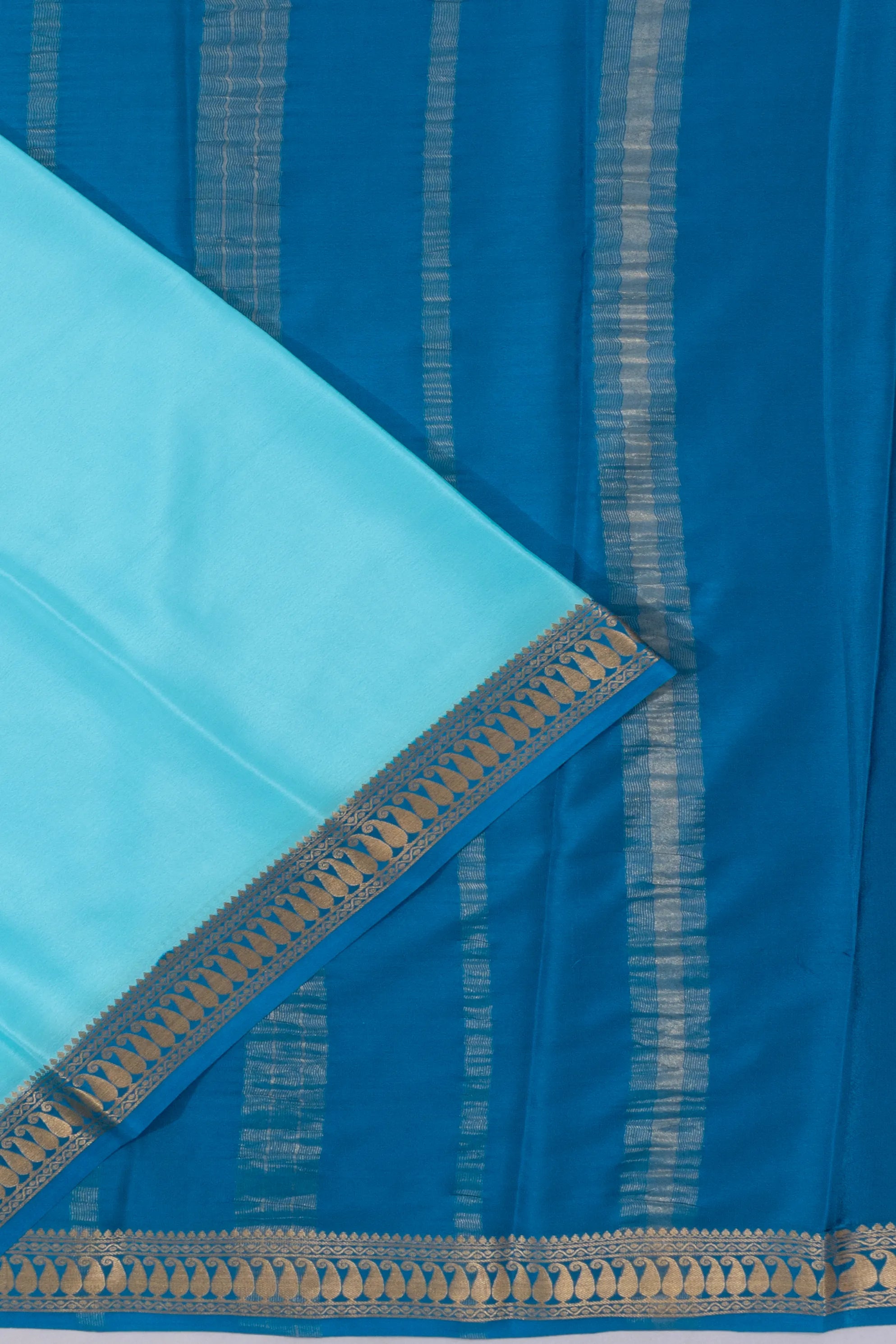 Mysore Silk Plain Sky Blue Saree