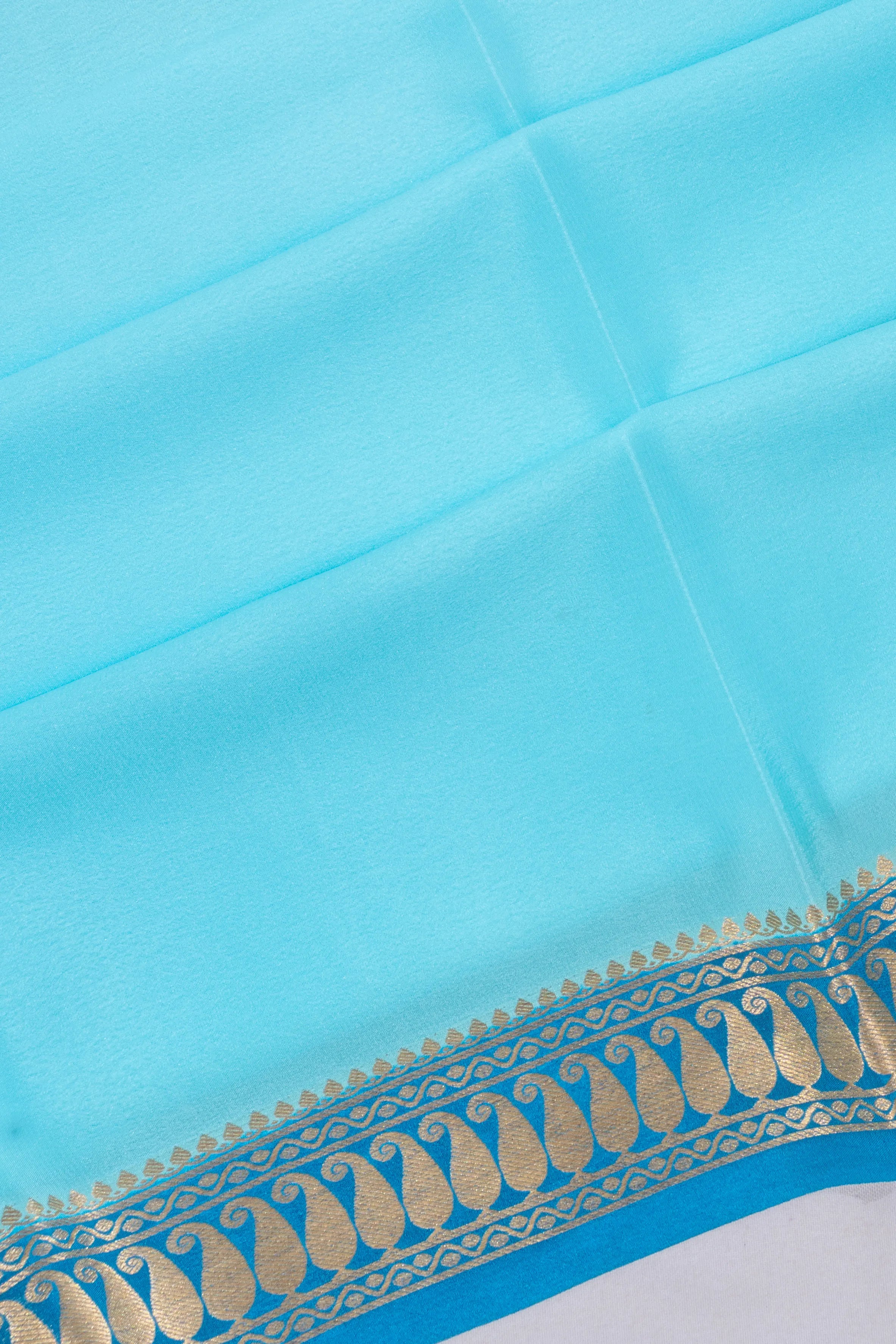 Mysore Silk Plain Sky Blue Saree