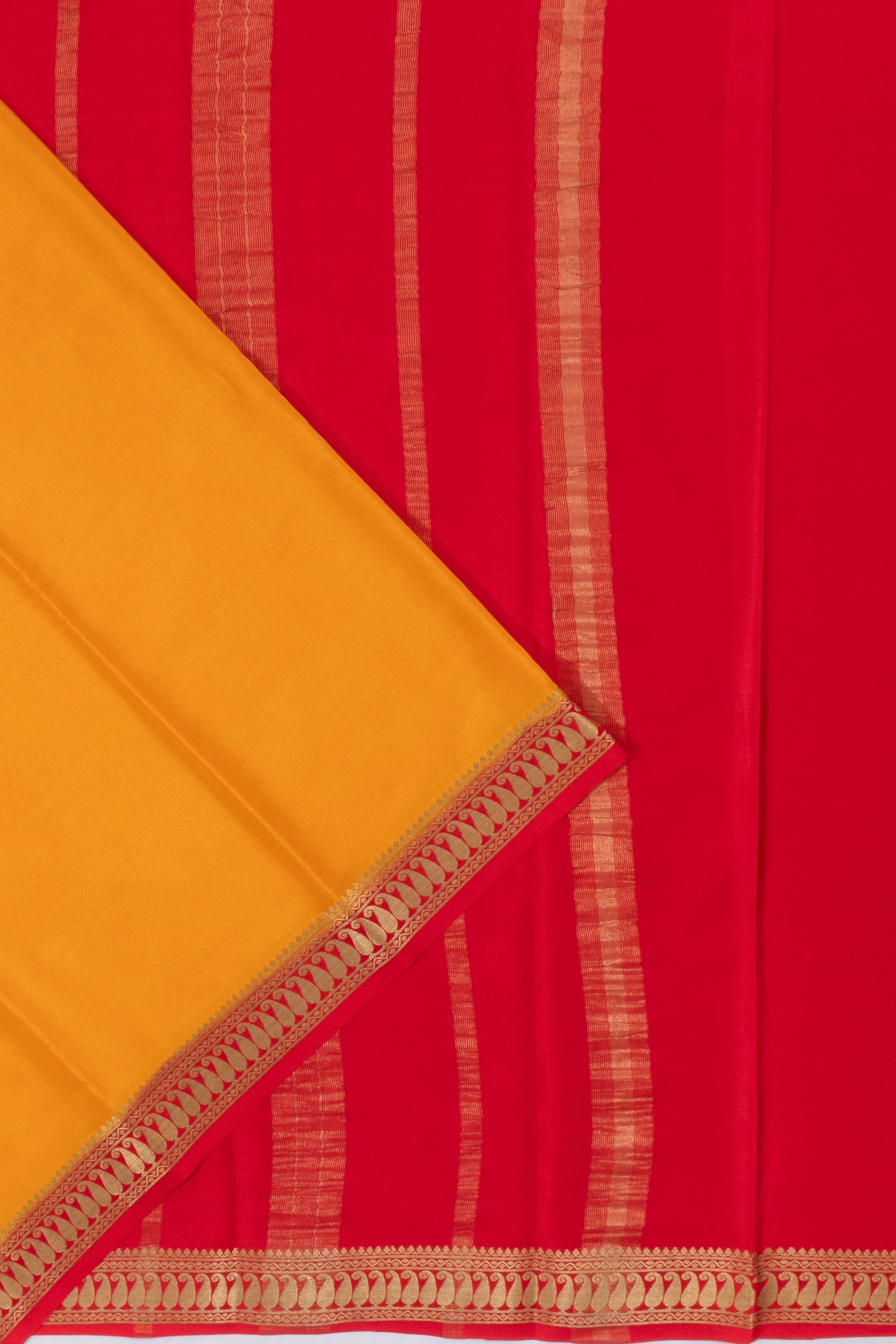 Mysore Silk Plain Mustard Yellow Saree