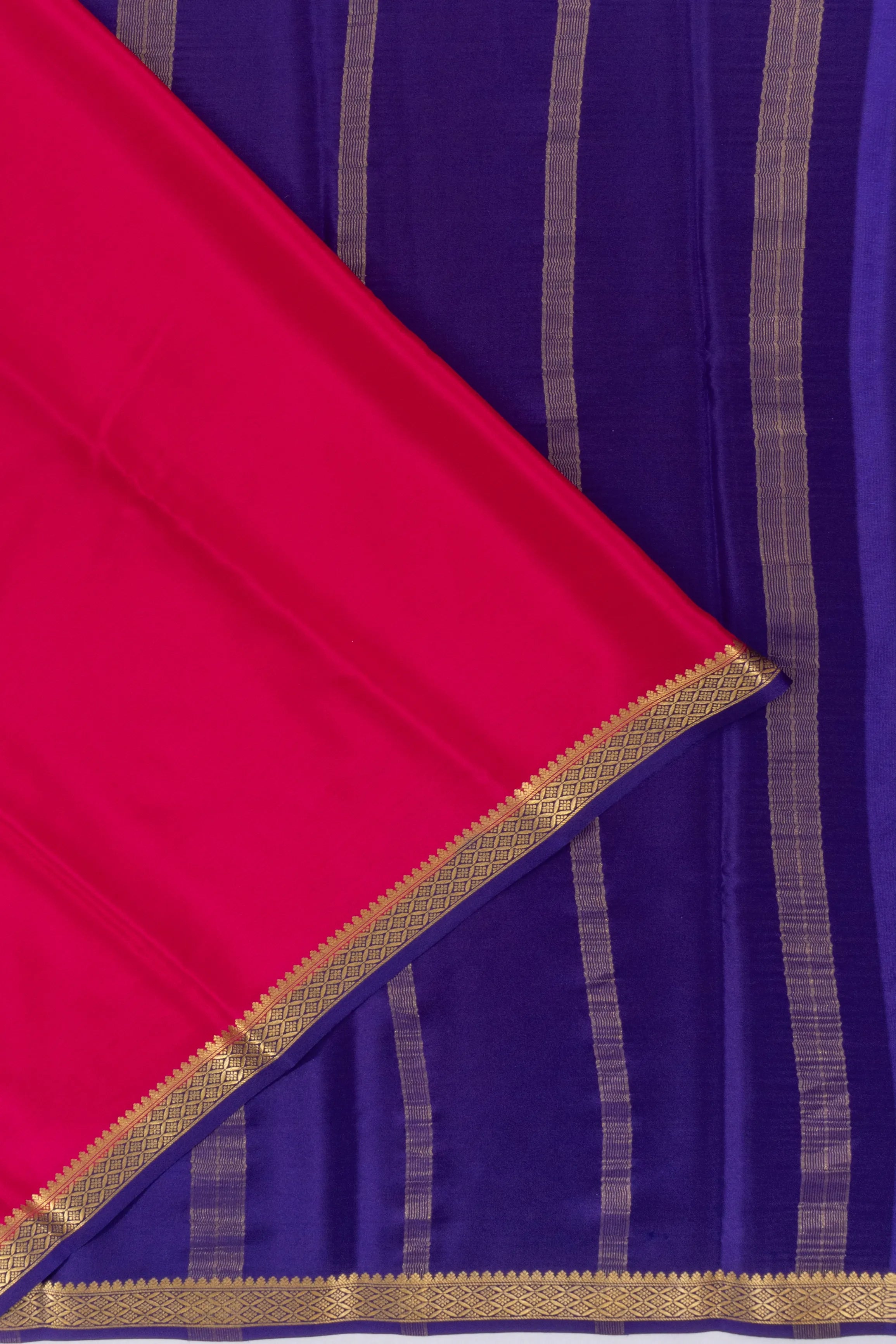 Mysore Silk Plain Rani Pink Saree