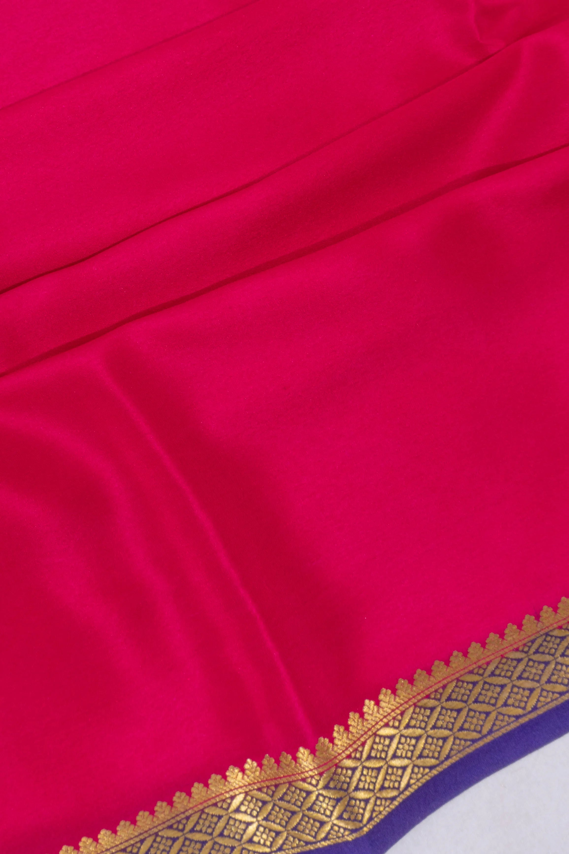 Mysore Silk Plain Rani Pink Saree