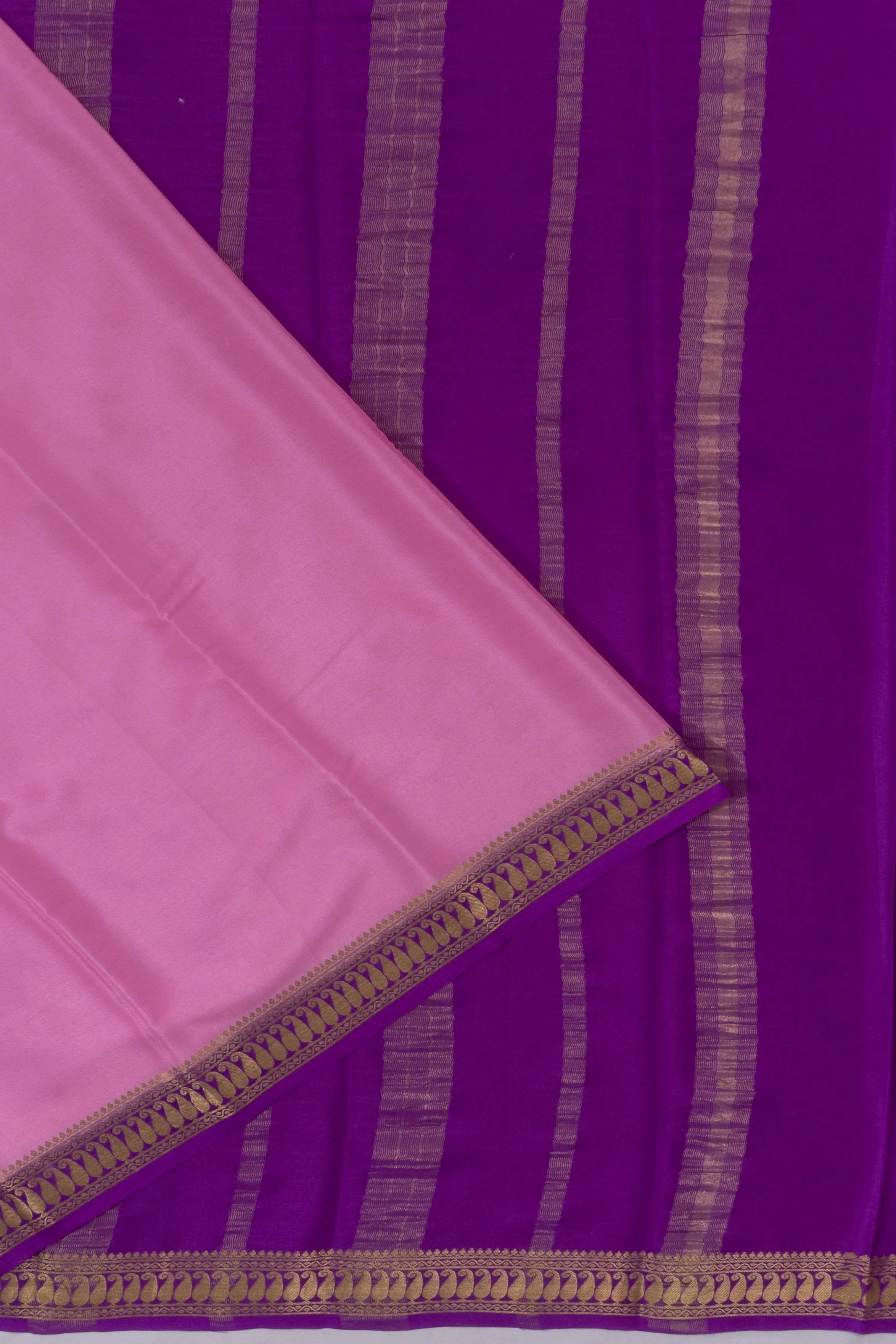Mysore Silk Plain Baby Pink Saree