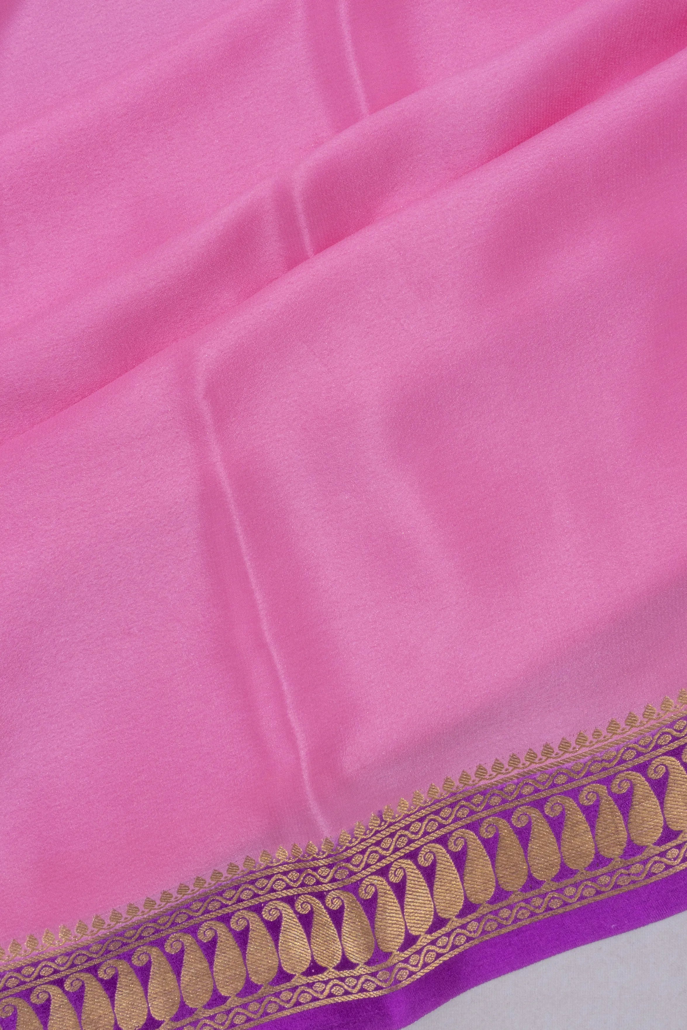 Mysore Silk Plain Baby Pink Saree