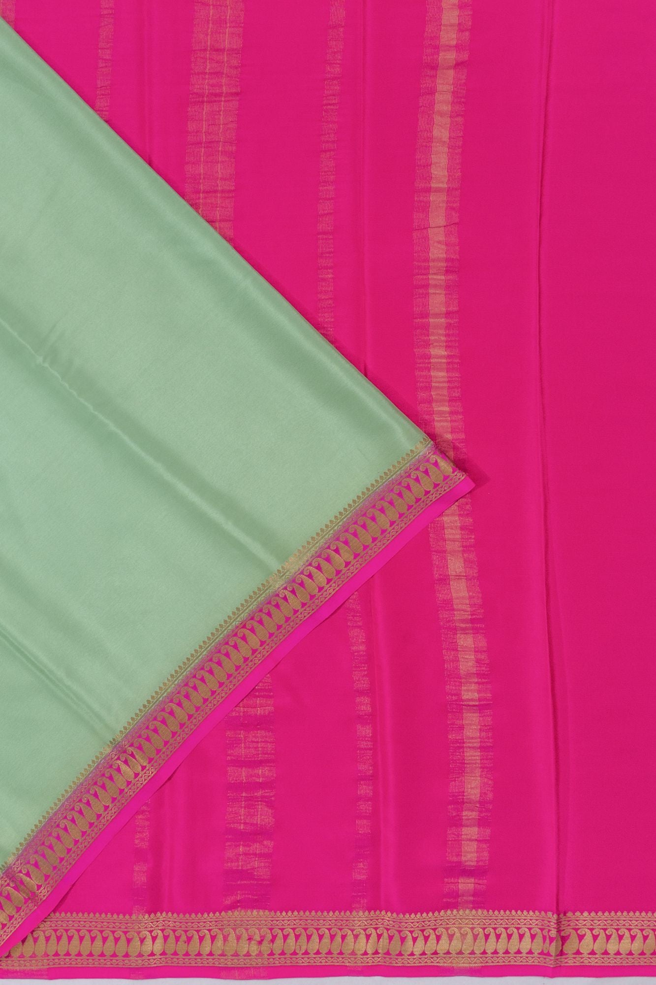 Mysore Silk Plain Pastel Green Saree