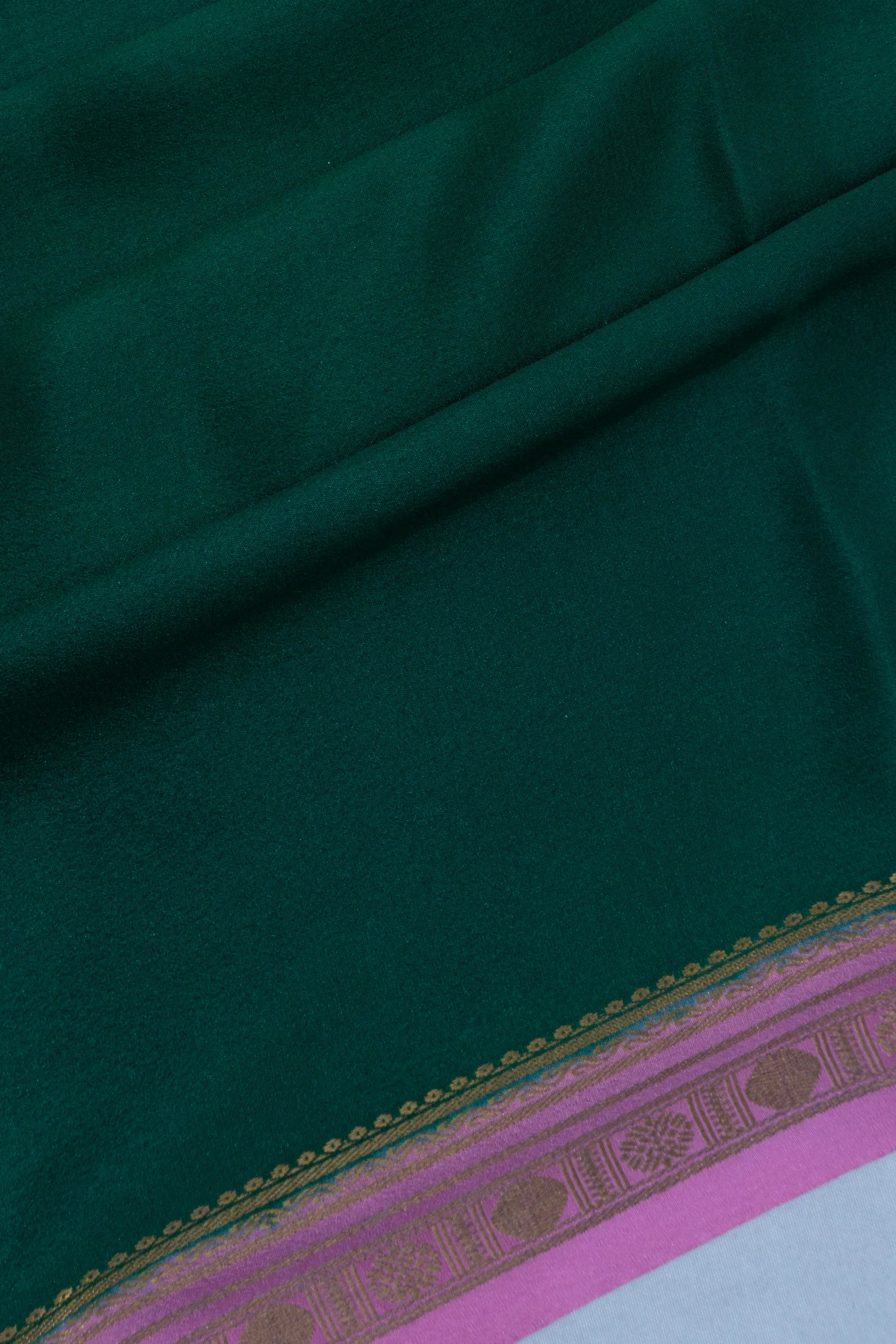 Mysore Silk Plain Bottle Green Saree