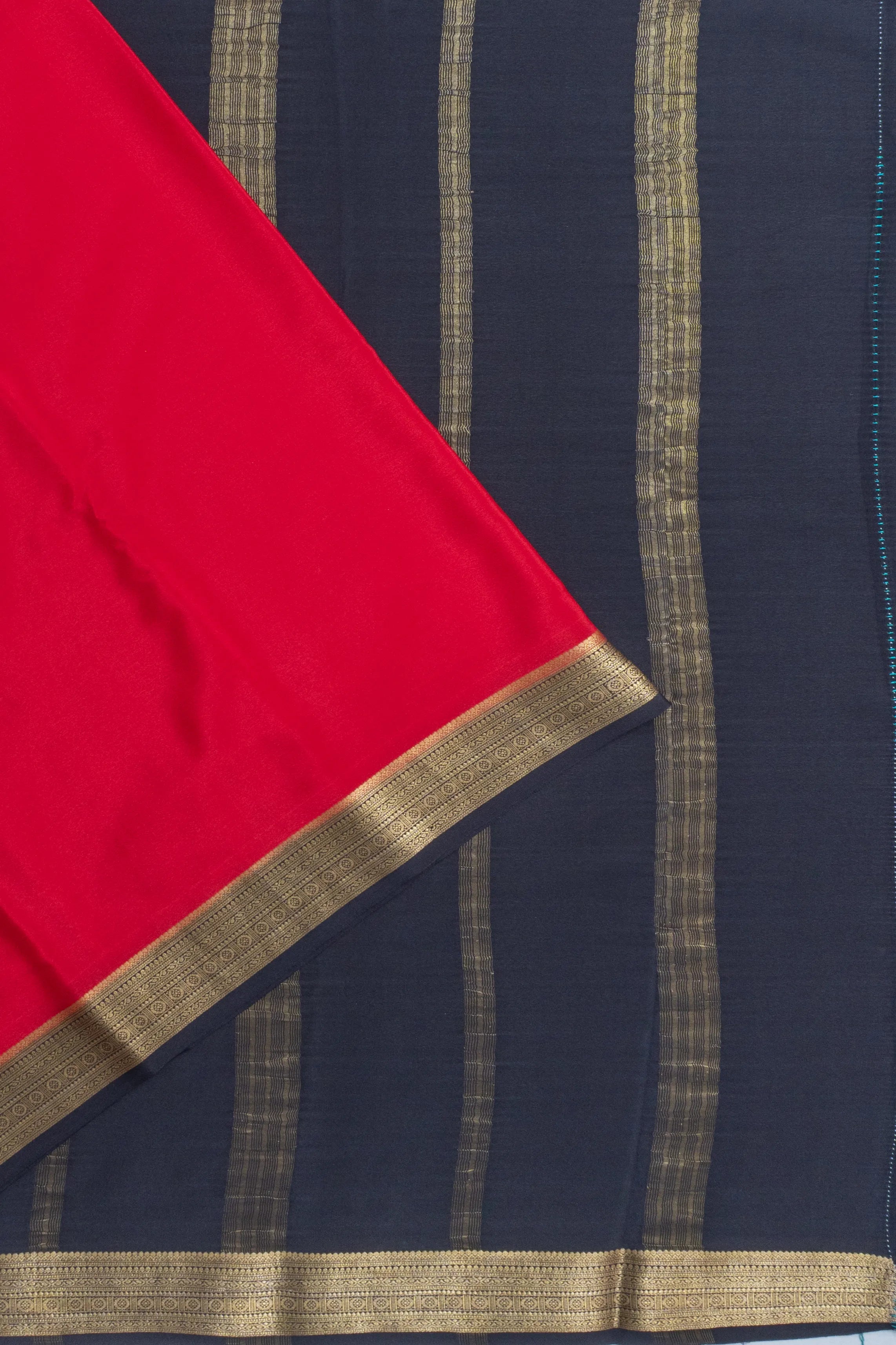 Mysore Silk Plain Red Saree